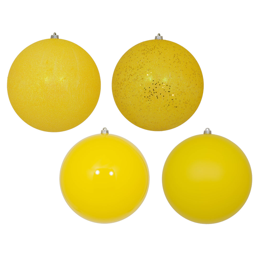 Vickerman 12” Yellow Ball 4-Finish Asst 4/Bag - N593078DA