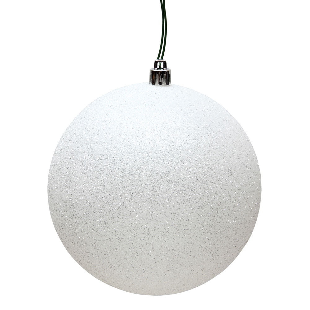 Vickerman 15.75″ White Glitter Ball Drilled - N594011DG