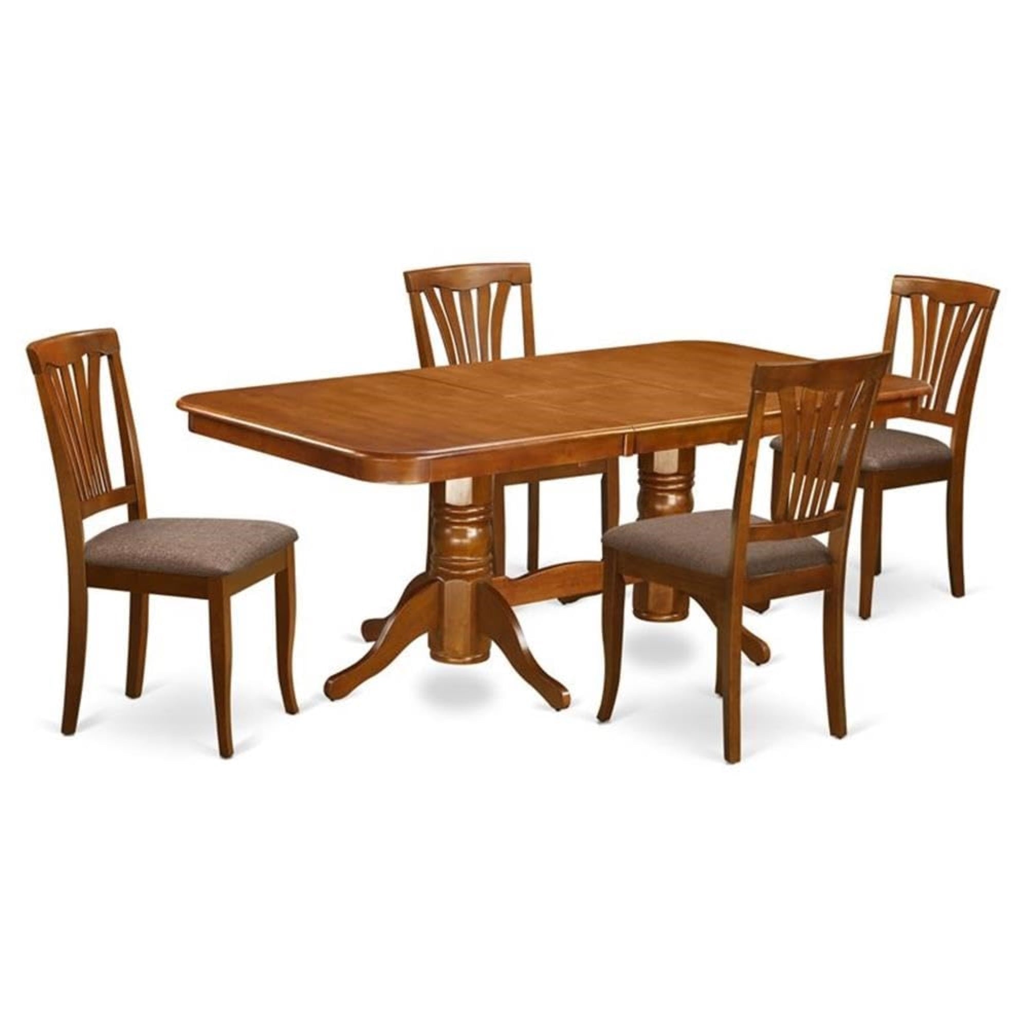 Casafoyer Naav5-Sbr-C Napoleon 5 Piece Set Includes A Rectangle Dining Room Table With  Leaf And 4 Linen Fabric Upholstered Chairs, 40X78 Inch