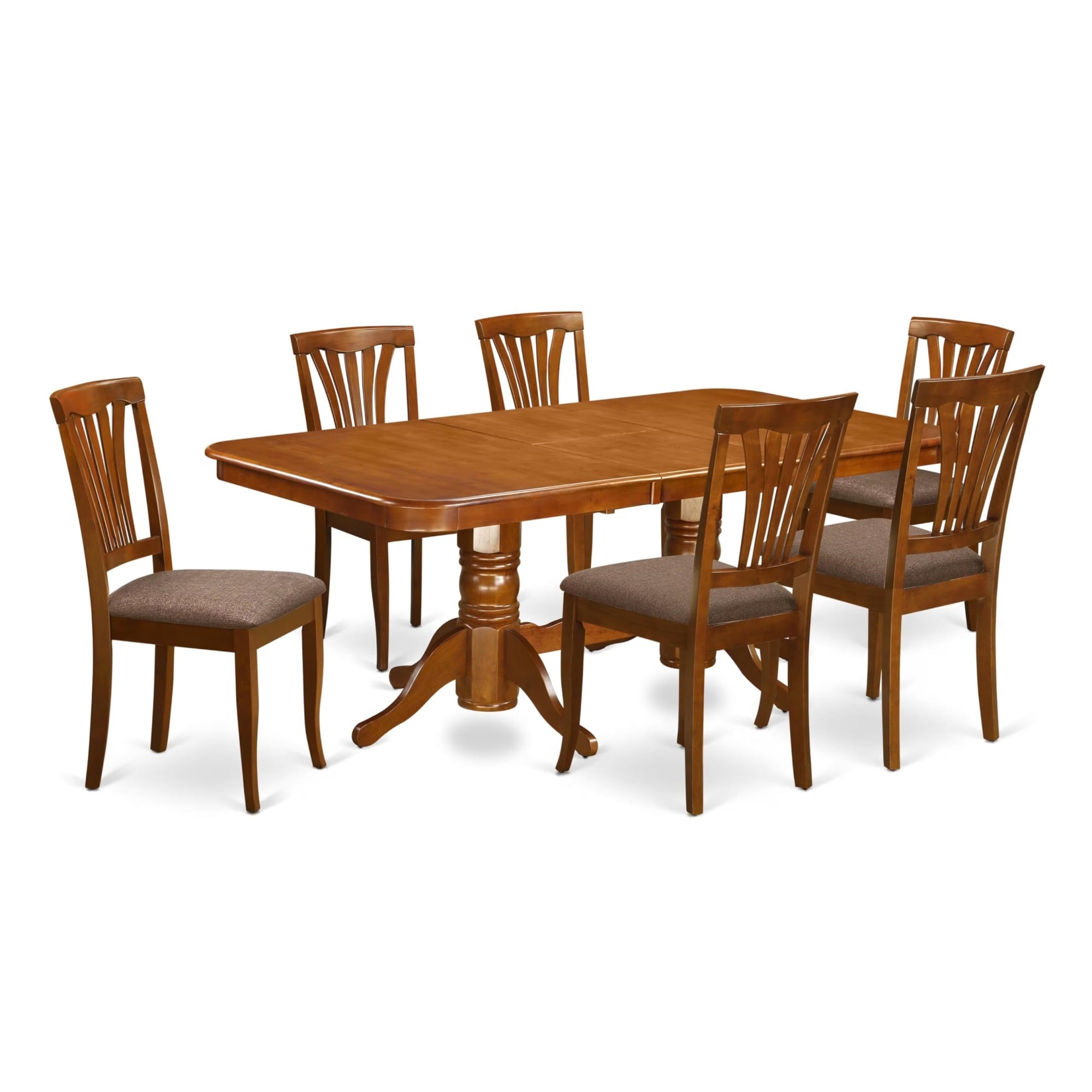 Casafoyer Naav7-Sbr-C Napoleon 7 Piece Set Consist Of A Rectangle Dining Room Table With  Leaf And 6 Linen Fabric Upholstered Chairs, 40X78 Inch