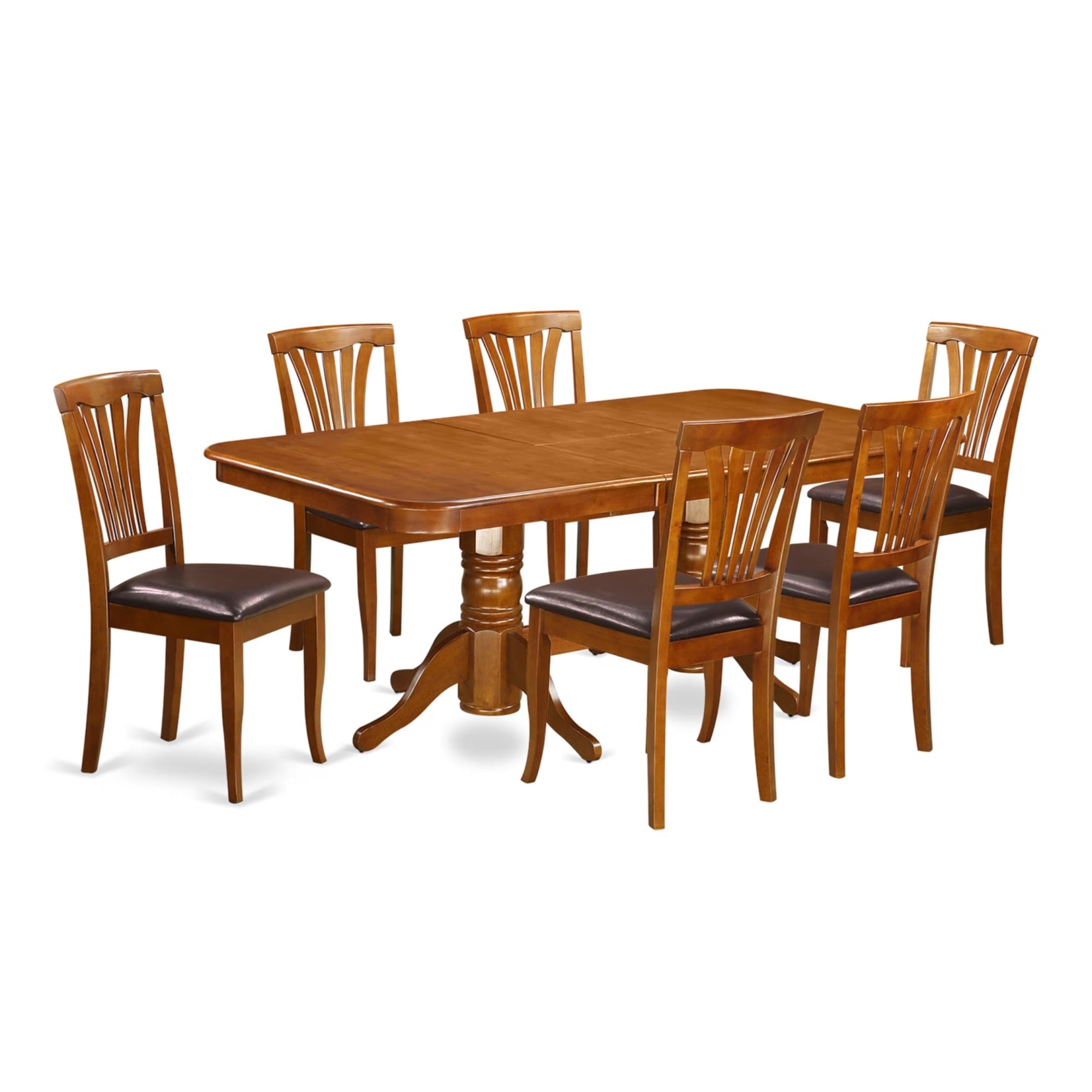 Casafoyer Naav7-Sbr-Lc Napoleon 7 Piece Kitchen Set Consist Of A Rectangle Table With  Leaf And 6 Faux Leather Dining Room Chairs, 40X78 Inch