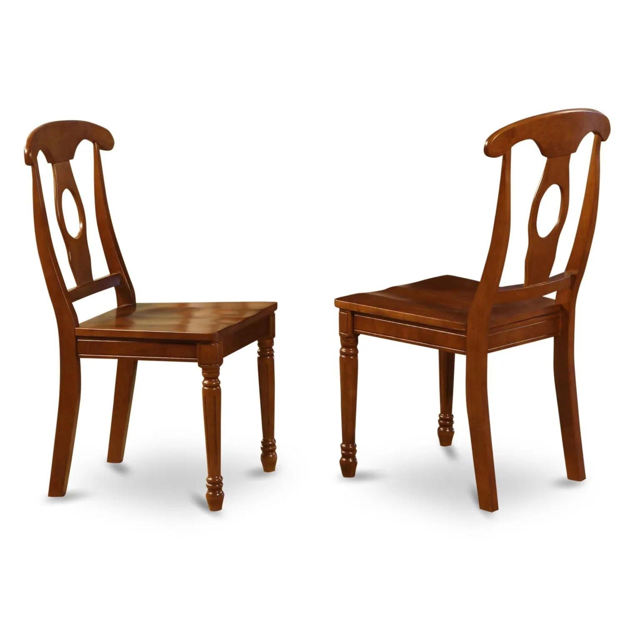 Casafoyer Nac-Sbr-W Kitchen Dining Napoleon Back Solid Wood Seat Chairs, Set Of 2, Saddle Brown