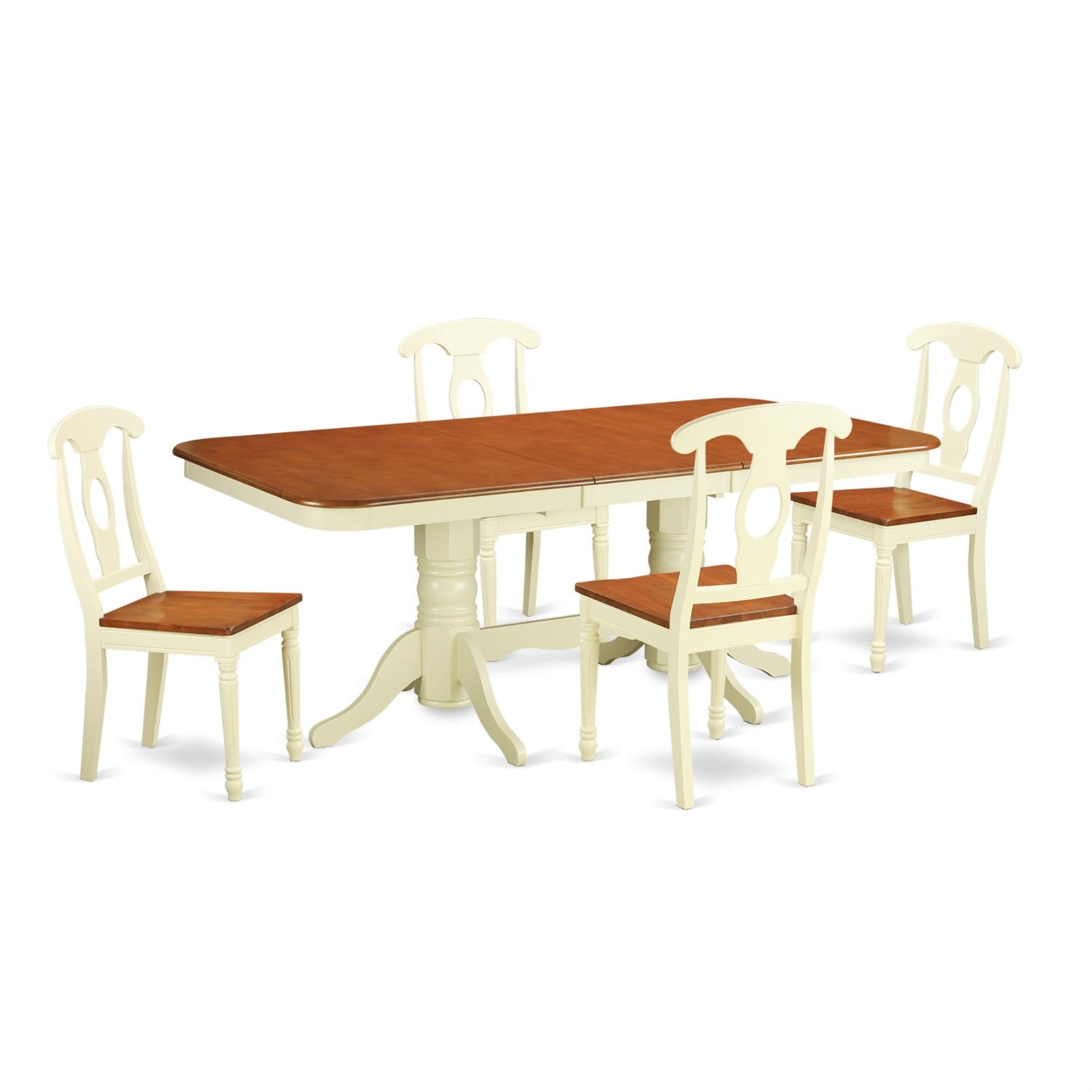 East West Furniture Nake5-Whi-W Napoleon 5 Piece Kitchen Set Includes A Rectangle Room Table With Butterfly Leaf And 4 Dining Chairs, 40X78 Inch, Buttermilk & Cherry
