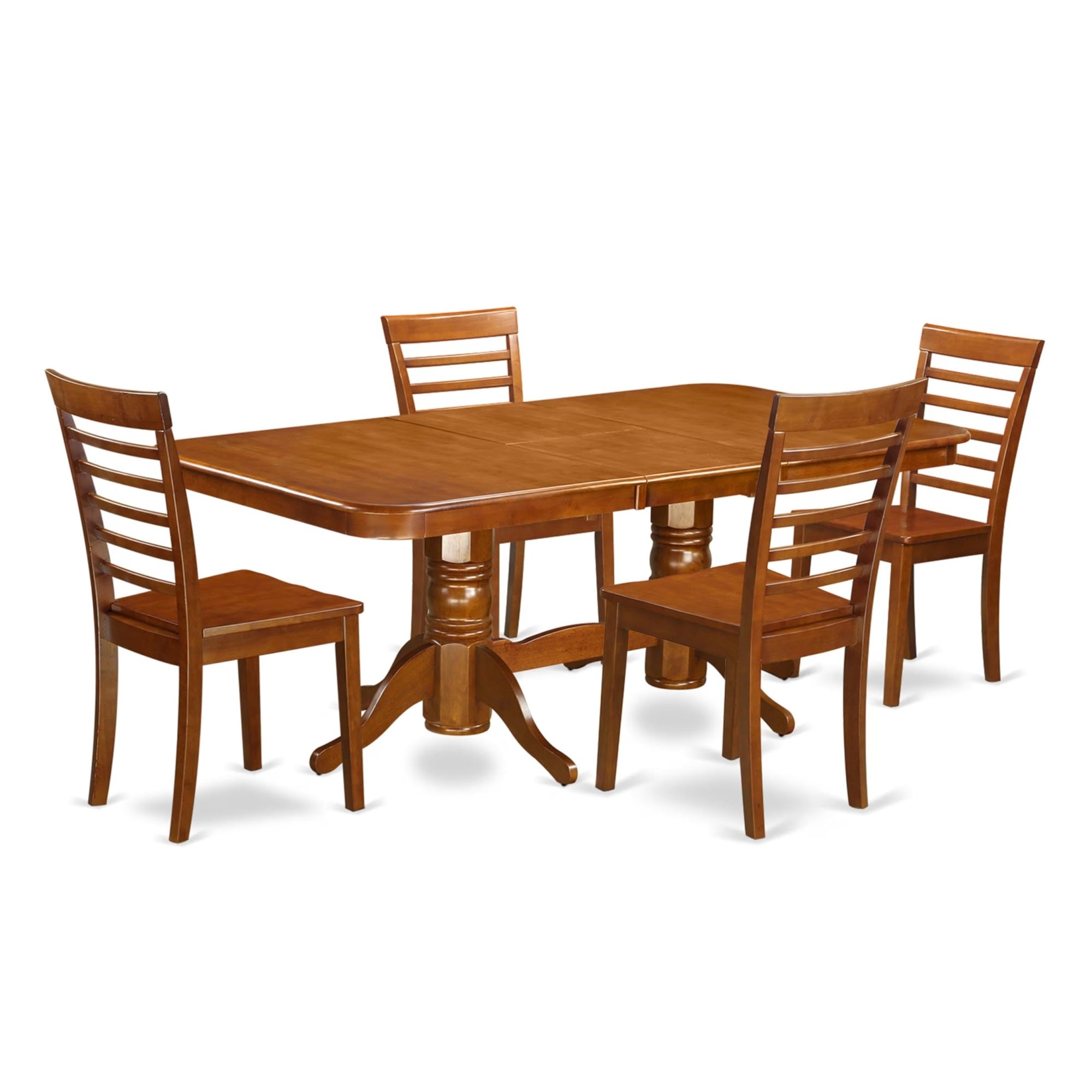 Casafoyer Napoleon 5 Piece Modern Set Includes A Rectangle Wooden Table With  Leaf And 4 Kitchen Dining Chairs, 40X78 Inch, Saddle Brown
