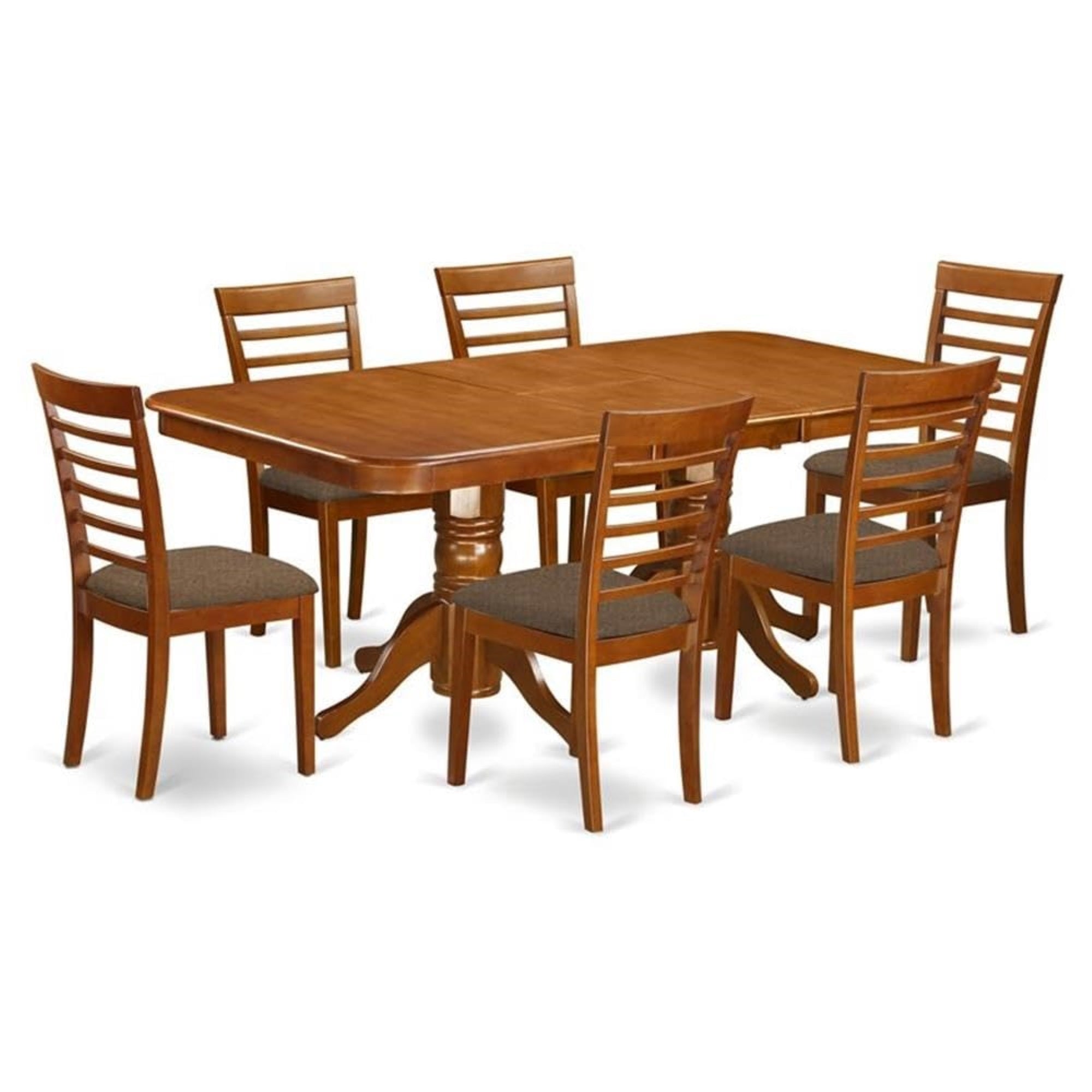 Casafoyer Naml7-Sbr-C Napoleon 7 Piece Dining Room Furniture Set Consist Of A Rectangle Kitchen Table With  Leaf And 6 Linen Fabric Upholstered Chairs, 40X78 Inch