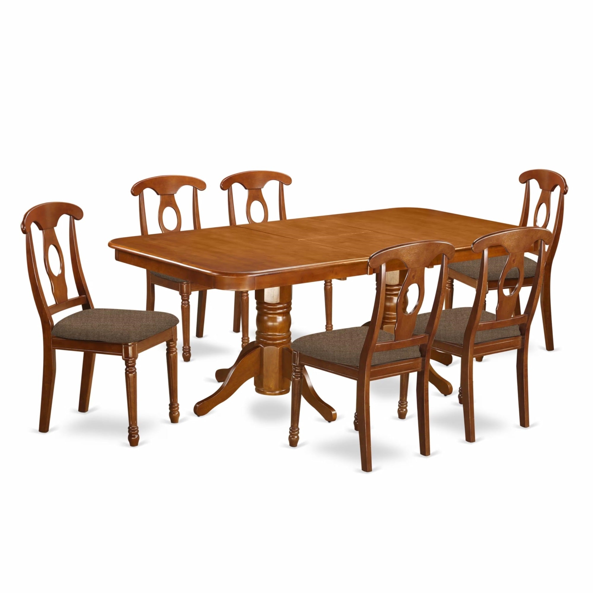 Casafoyer Nana7-Sbr-C Napoleon 7 Piece Dining Room Furniture Set Consist Of A Rectangle Kitchen Table With  Leaf And 6 Linen Fabric Upholstered Chairs, 40X78 Inch