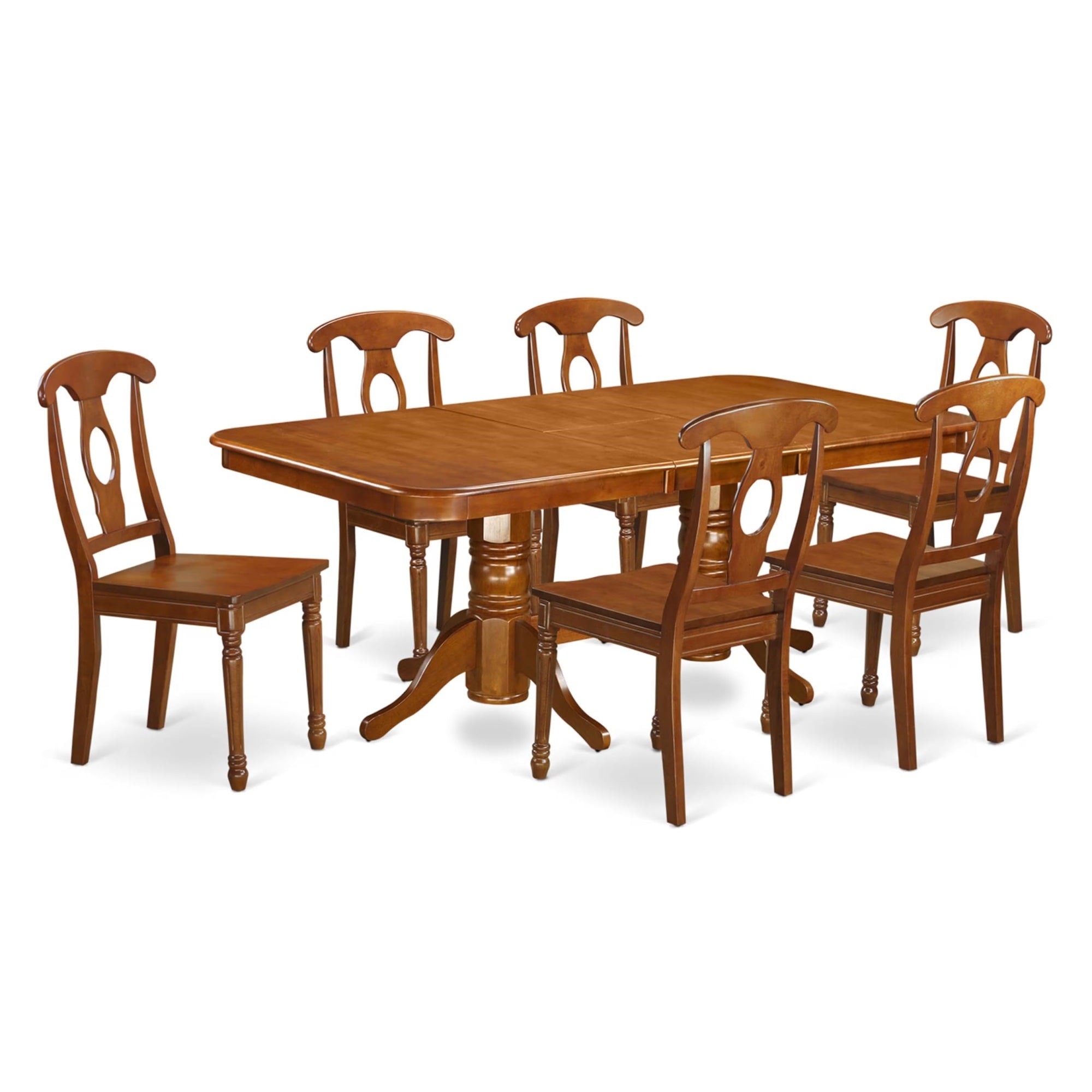 Casafoyer Nana7-Sbr-W Napoleon 7 Piece Kitchen Set Consist Of A Rectangle Table With  Leaf And 6 Dining Chairs, 40X78 Inch
