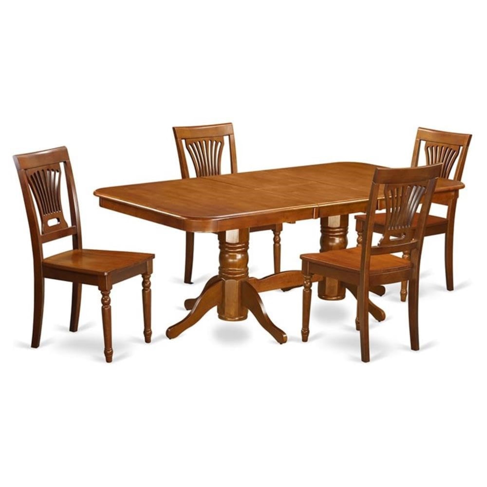 Casafoyer Napoleon 5 Piece Dining Set For 4 Includes A Rectangle Kitchen Table With  Leaf And 4 Dinette Chairs, 40X78 Inch, Saddle Brown
