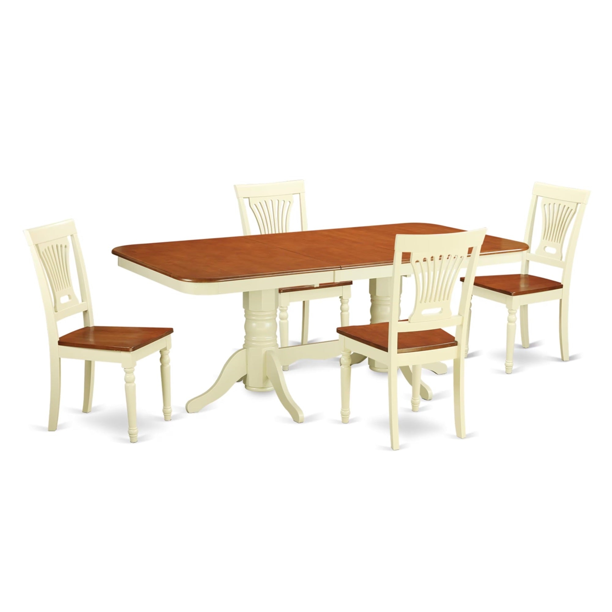 Casafoyer Napl5-Whi-W Napoleon 5 Piece Modern Set Includes A Rectangle Wooden Table With  Leaf And 4 Kitchen Dining Chairs, 40X78 Inch