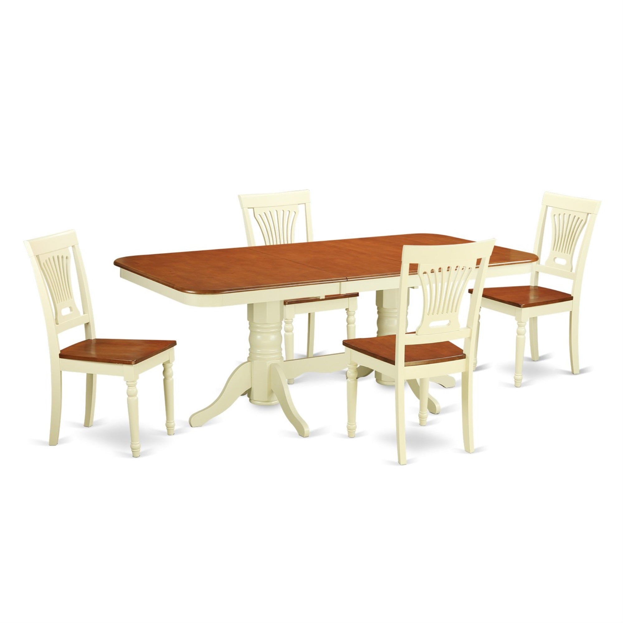 Ergode Napl5-Whi-W, 5-Piece Kitchen Dining Table Set, Includes 4 Chairs & Modern Butterfly Leaf Table, Elegant Design, Easy Assembly, Customer Satisfaction Guaranteed