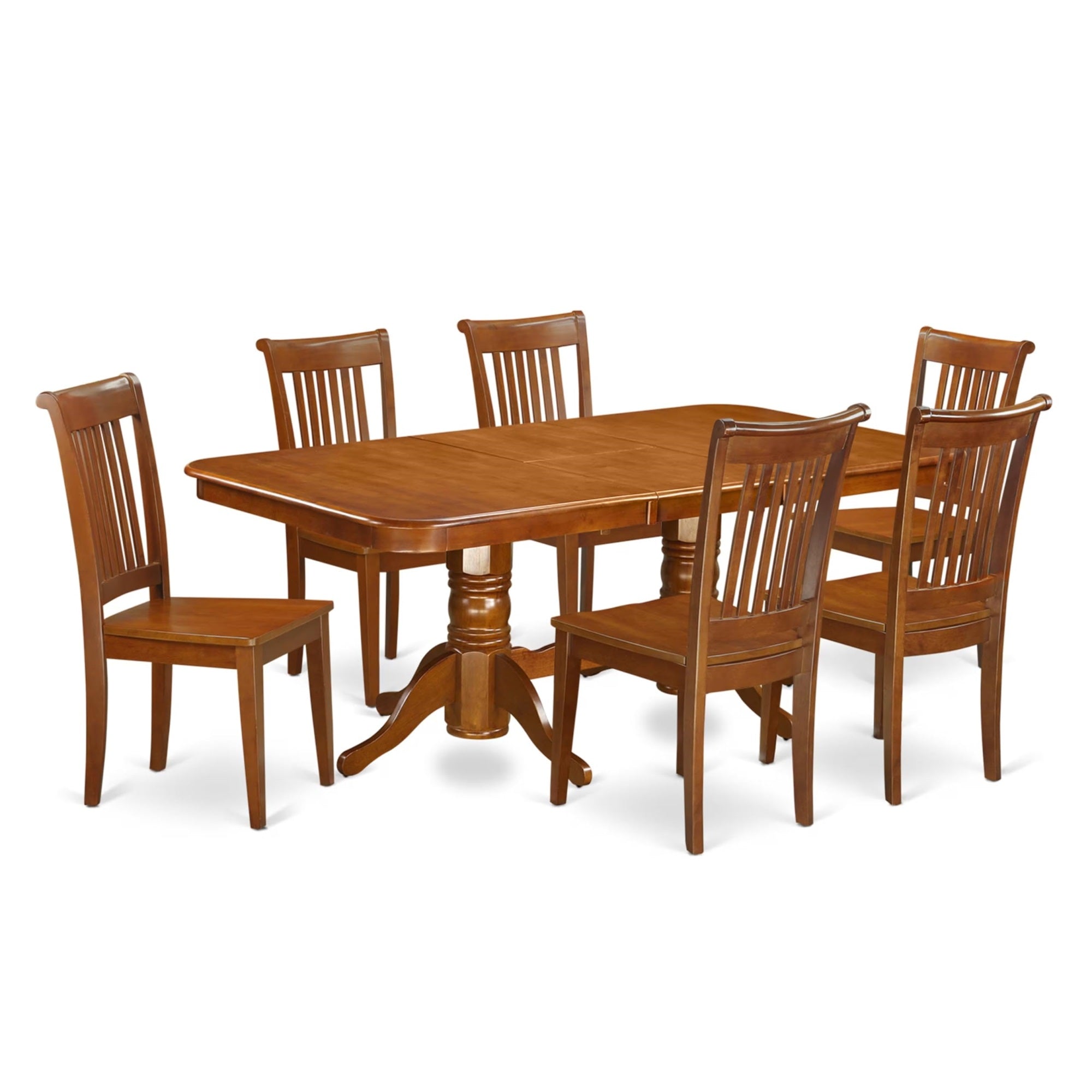 Casafoyer Napo7-Sbr-W Napoleon 7 Piece Set Consist Of A Rectangle Wooden Table With  Leaf And 6 Dining Room Chairs, 40X78 Inch