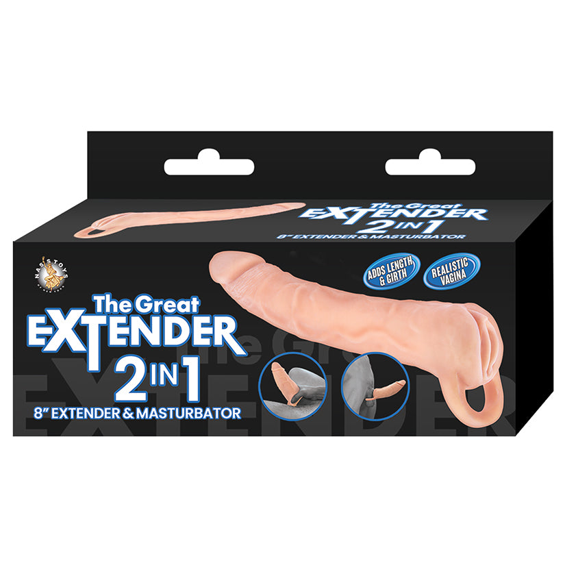 The Great Extender 2 in 1 Extender & Masturbator-White 8″