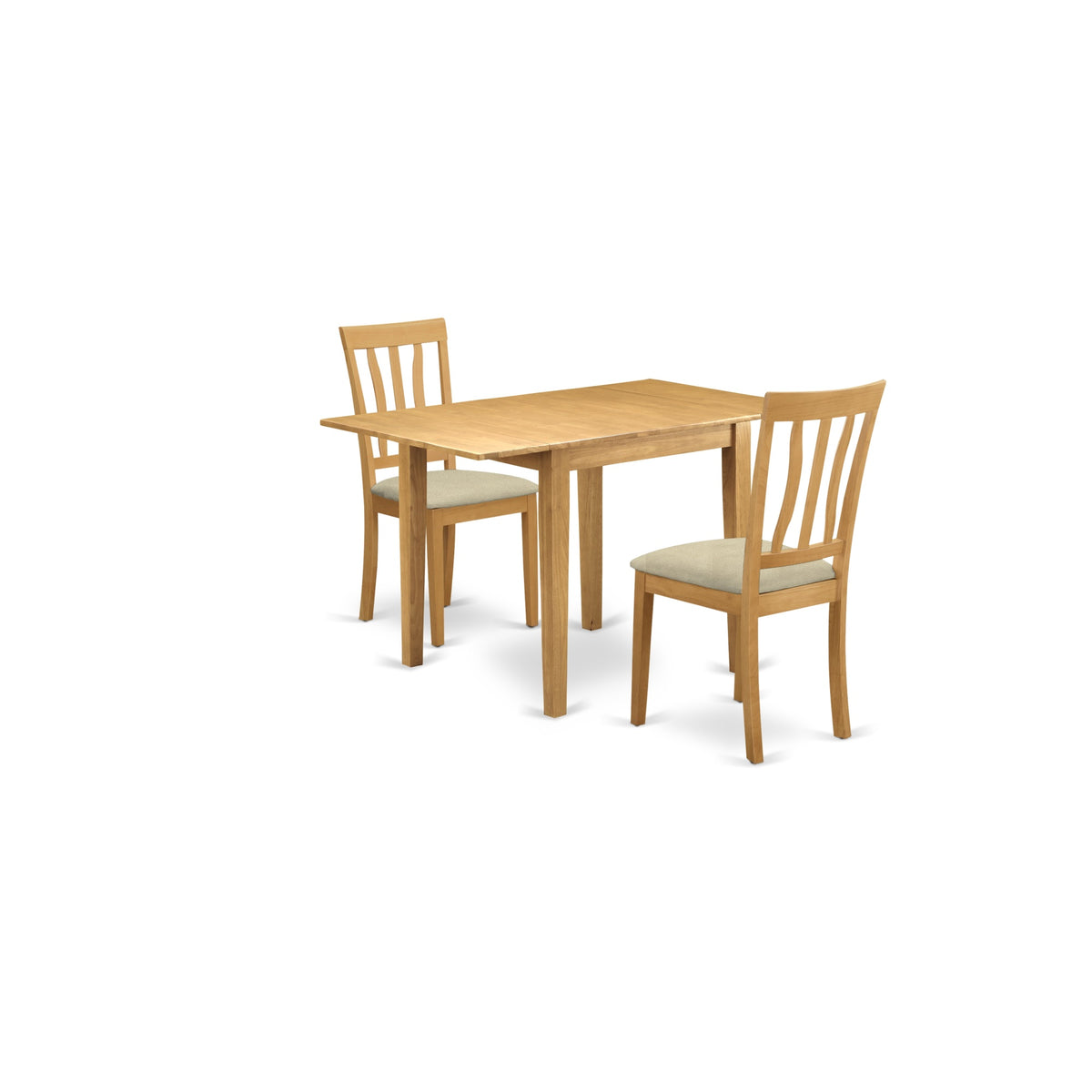 East West Furniture Ndan3-Oak-C Dining Set 3 Piece - 2 Excellent Wooden Chairs - A Gorgeous Dining Room Table - Oak Color Microfiber - Oak Finish Hardwood Frame