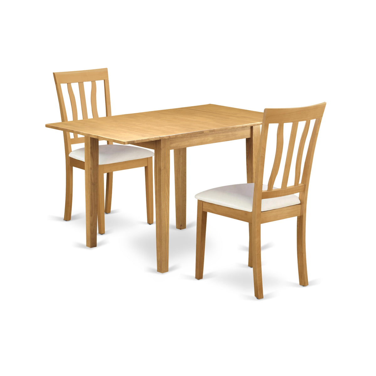 East West Furniture Ndan3-Oak-Lc Kitchen Dining Table Set 3 Piece - 2 Outstanding Kitchen Chairs - An Attractive Wooden Dining Room Table - Oak Color Faux Leather - Oak Finish Wooden Frame