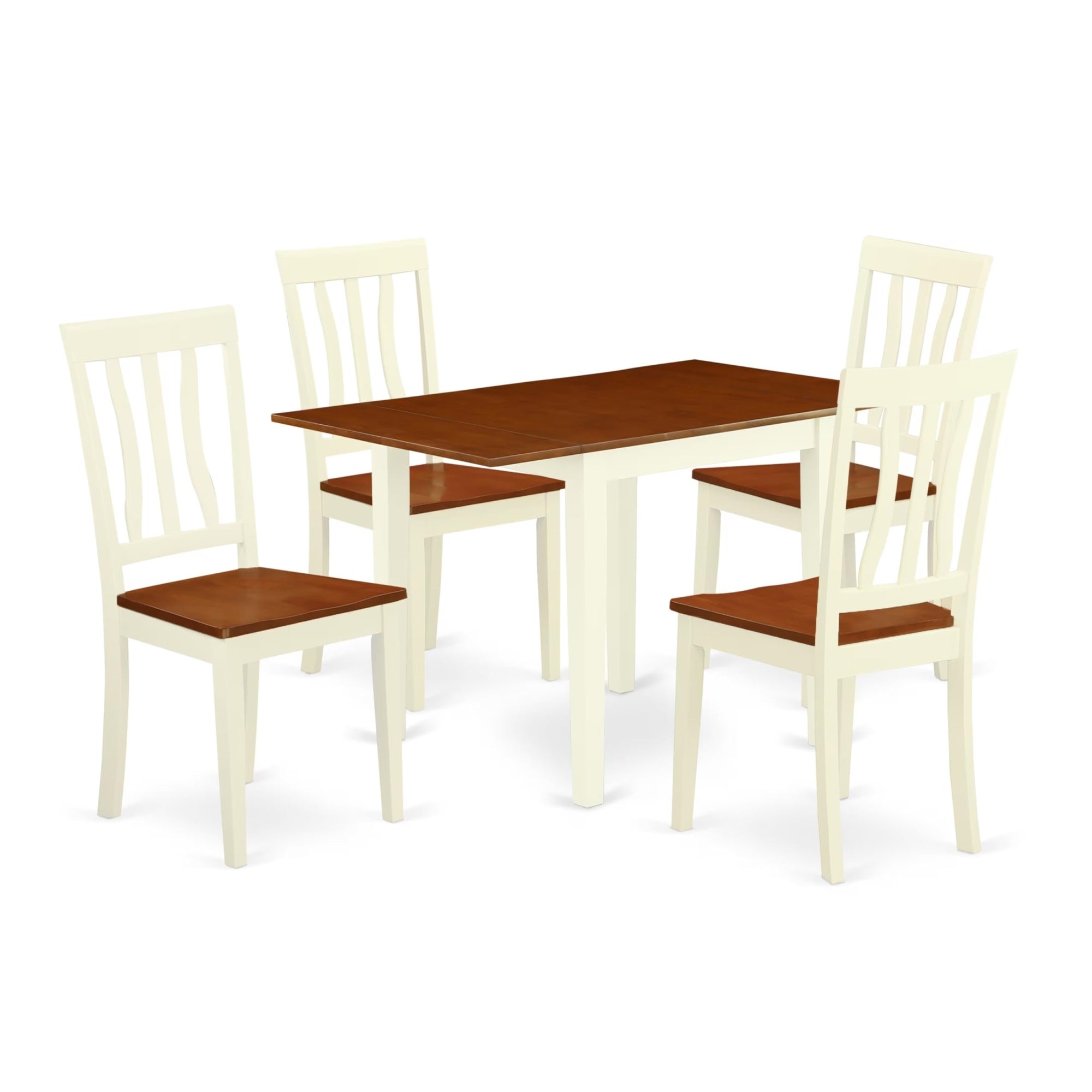 Casafoyer Ndan5-Whi-W Norden 5 Piece Room Furniture Set Includes A Rectangle Kitchen Table With Dropleaf And 4 Dining Chairs, 30X48 Inch, Buttermilk & Cherry