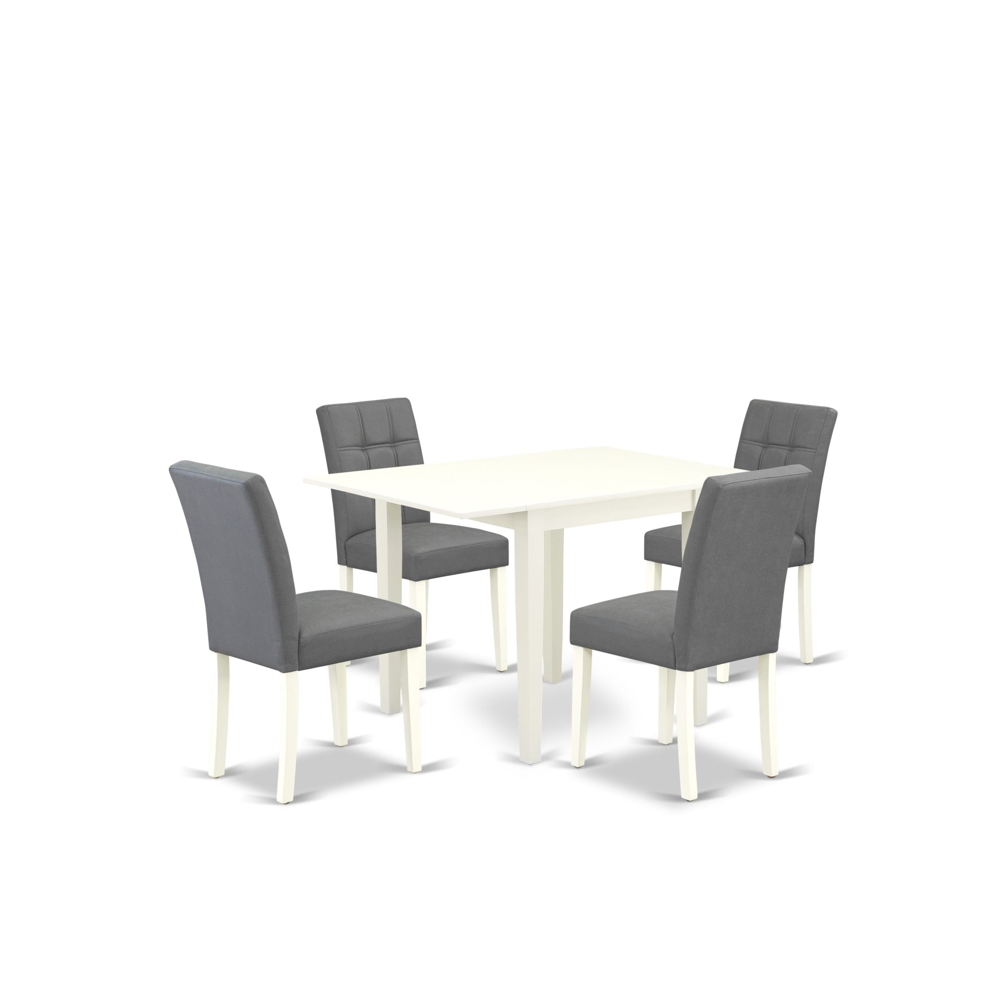 East West Furniture Ndas5-Lwh-41 5 Piece Dinner Table Set Includes A Dining Kitchen Table And 4 Platinum Gray Faux Leather Modern Chairs With Stylish Back- Linen White Finish