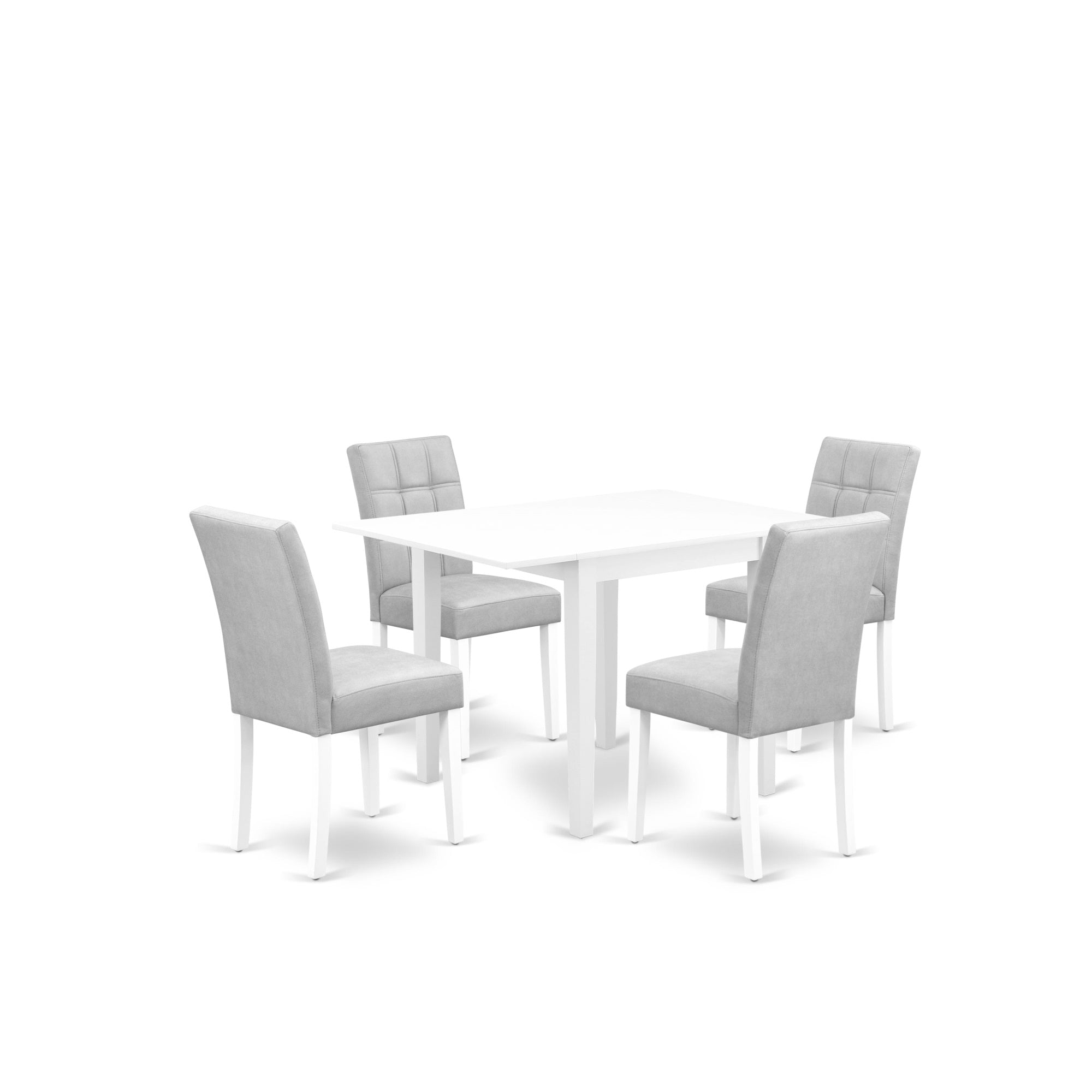 East West Furniture Ndas5-Lwh-42 5 Piece Kitchen Table Set Contain A Wood Table And 4 Beige Red Faux Leather Dinner Chairs With Stylish Back- Linen White Finish