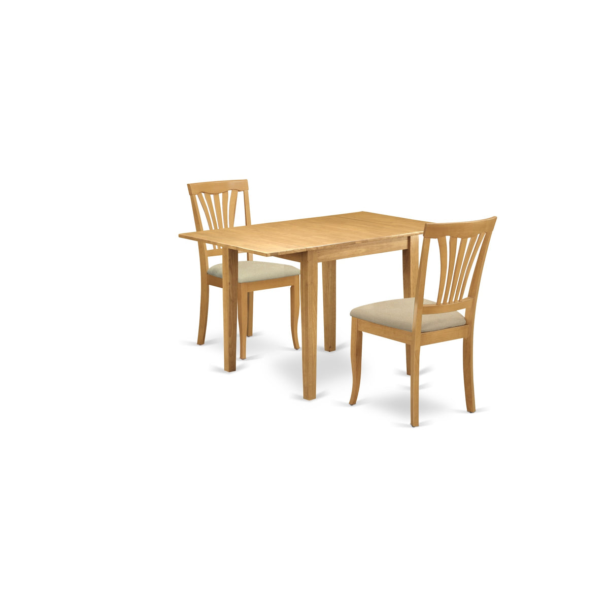 East West Furniture Ndav3-Oak-C Kitchen Dining Table Set 3 Pc - Two Outstanding Wood Dining Chairs - An Amazing Dining Table - Oak Color Microfiber - Oak Finish Solid Wood Frame