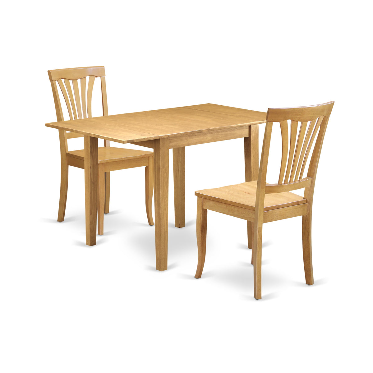 East West Furniture Ndav3-Oak-W Wooden Dining Table Set 3 Pc- 2 Amazing Dining Chairs And A Stunning Wooden Table - Oak Finish Hardwood Chair Seat - Oak Finish Wooden Frame