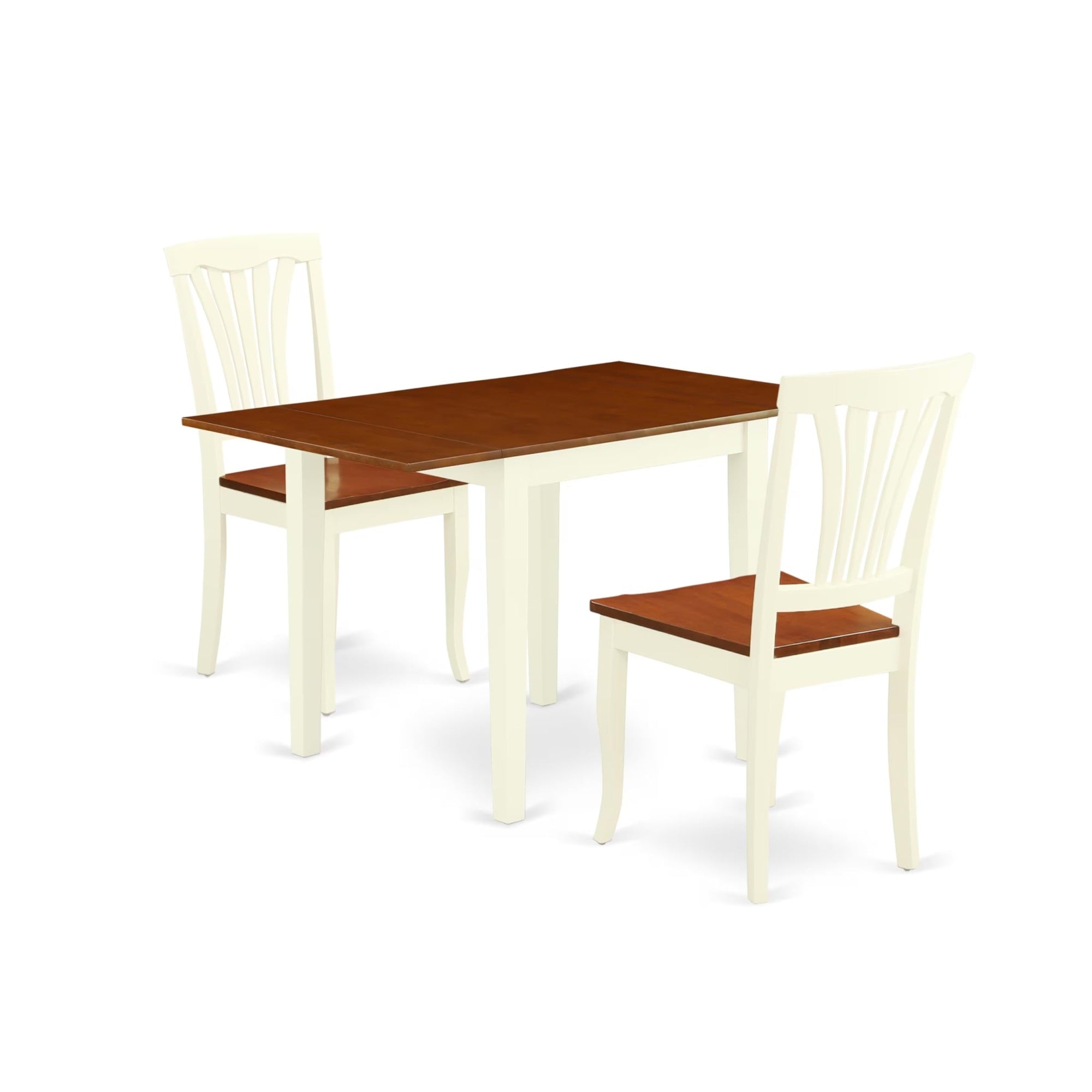 Casafoyer Ndav3-Whi-W Norden 3 Piece Dinette Set For Small Spaces Contains A Rectangle Table With Dropleaf And 2 Dining Room Chairs, 30X48 Inch, Buttermilk & Cherry