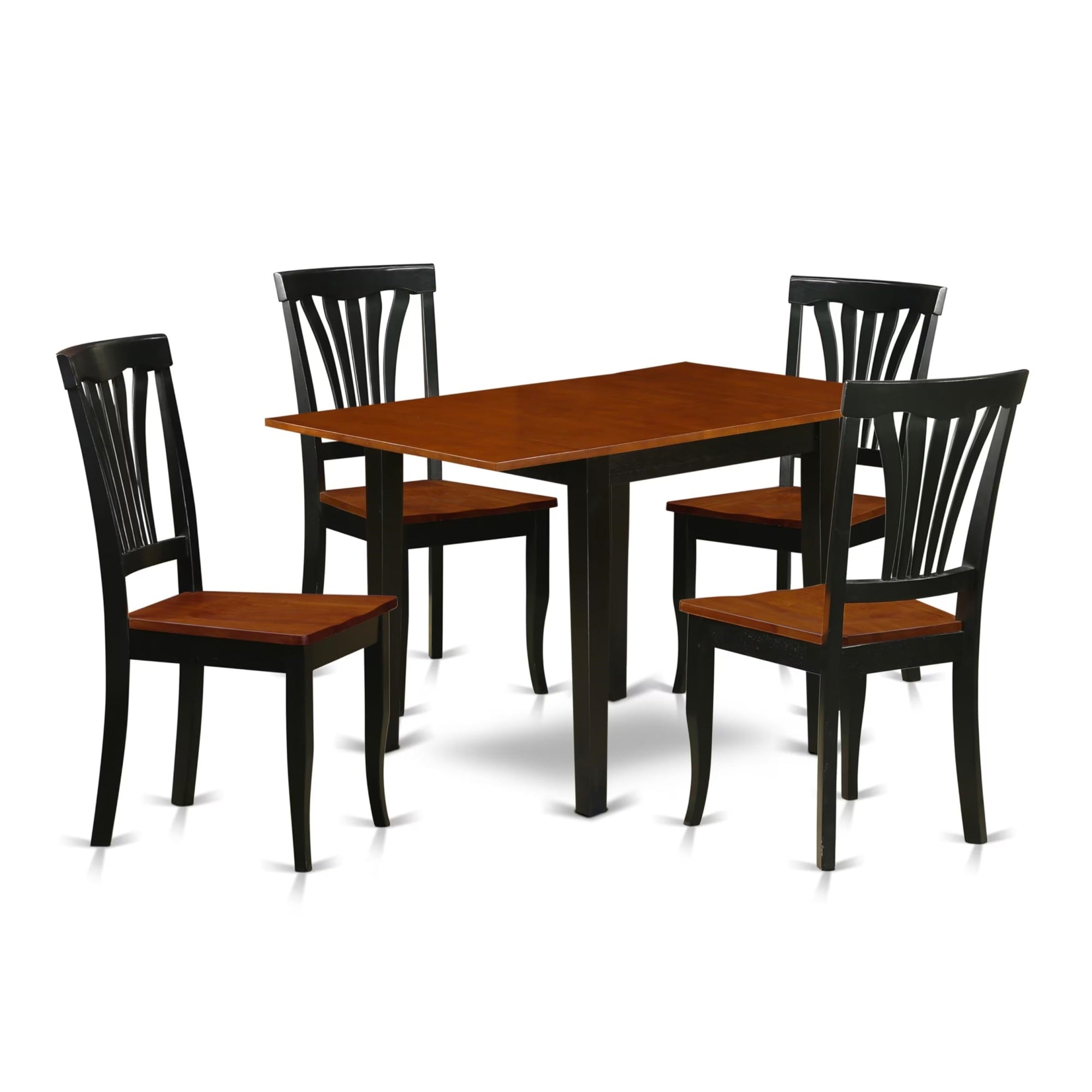 Casafoyer Ndav5-Bch-W Norden 5 Piece Set For 4 Includes A Rectangle Kitchen Table With Dropleaf And 4 Dining Room Chairs, 30X48 Inch, Black & Cherry