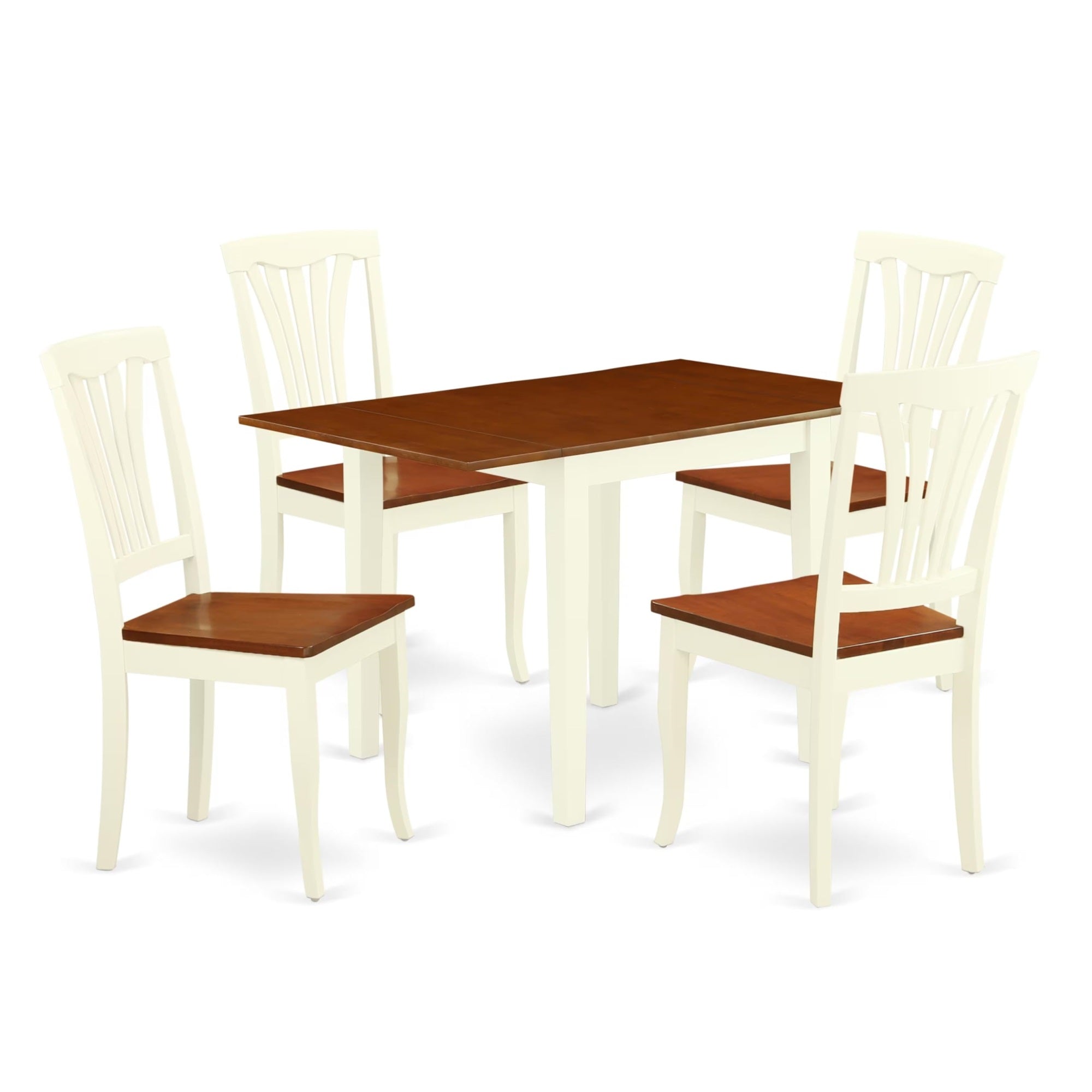 Casafoyer Ndav5-Whi-W Norden 5 Piece Kitchen Set Includes A Rectangle Dining Room Table With Dropleaf And 4 Solid Wood Seat Chairs, 30X48 Inch, Buttermilk & Cherry