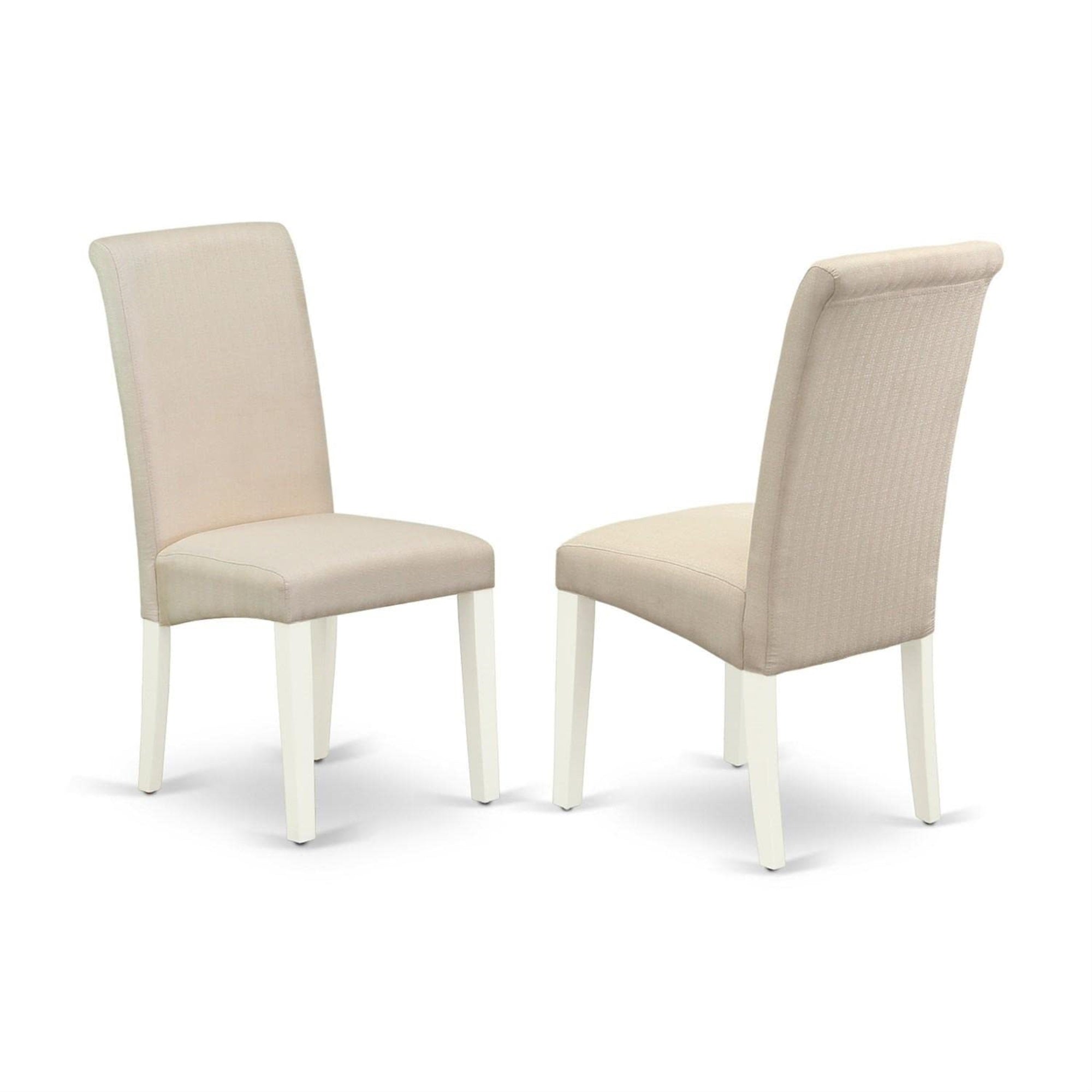East West Furniture Ndba3-Lwh-01 Norden 3 Piece Dinette Set For Small Spaces Contains A Rectangle Dining Table With Dropleaf And 2 Cream Fabric Upholstered Chairs, 30X48 Inch, Linen White