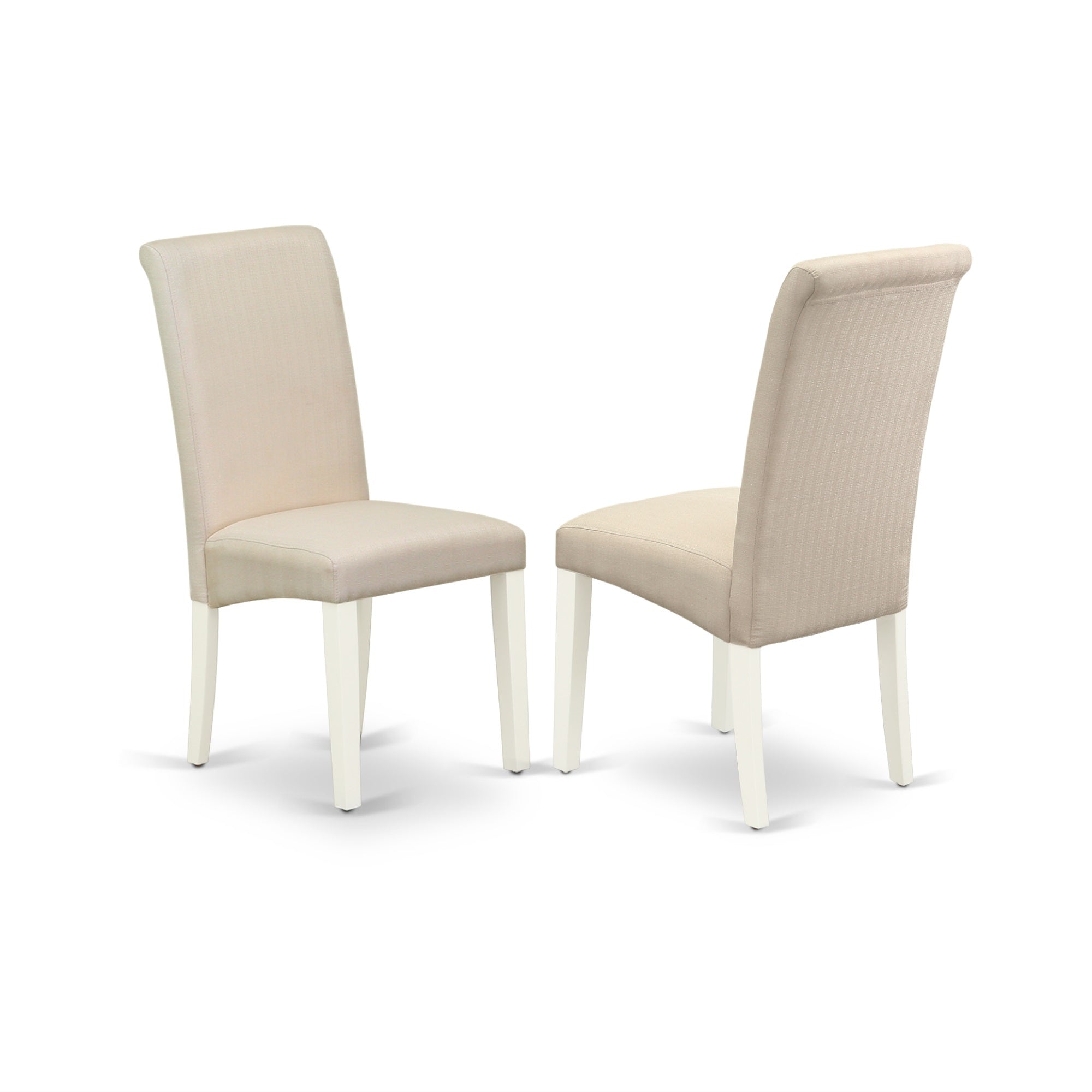 Ndba5-Lwh-01 Ergode Dinette Set - 5 Pc - Linen White Finish - Solid Wood - Cream Linen Fabric - Parson Chairs - Kitchen Table