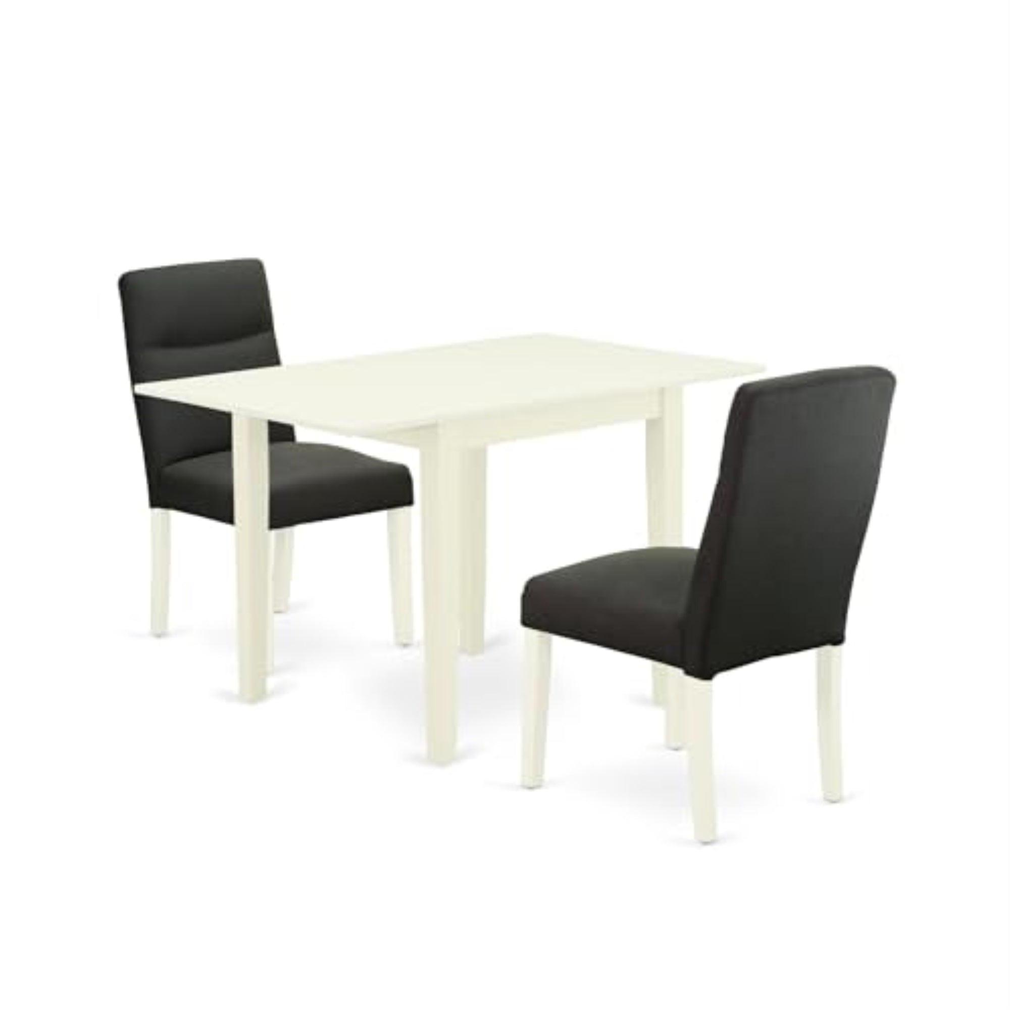 Casafoyer Ndbe3-Lwh-20 Norden 3 Piece Set Contains A Rectangle Dining Room Table With Dropleaf And 2 Fabric Parson Kitchen Chairs, 30X48 Inch, Linen White