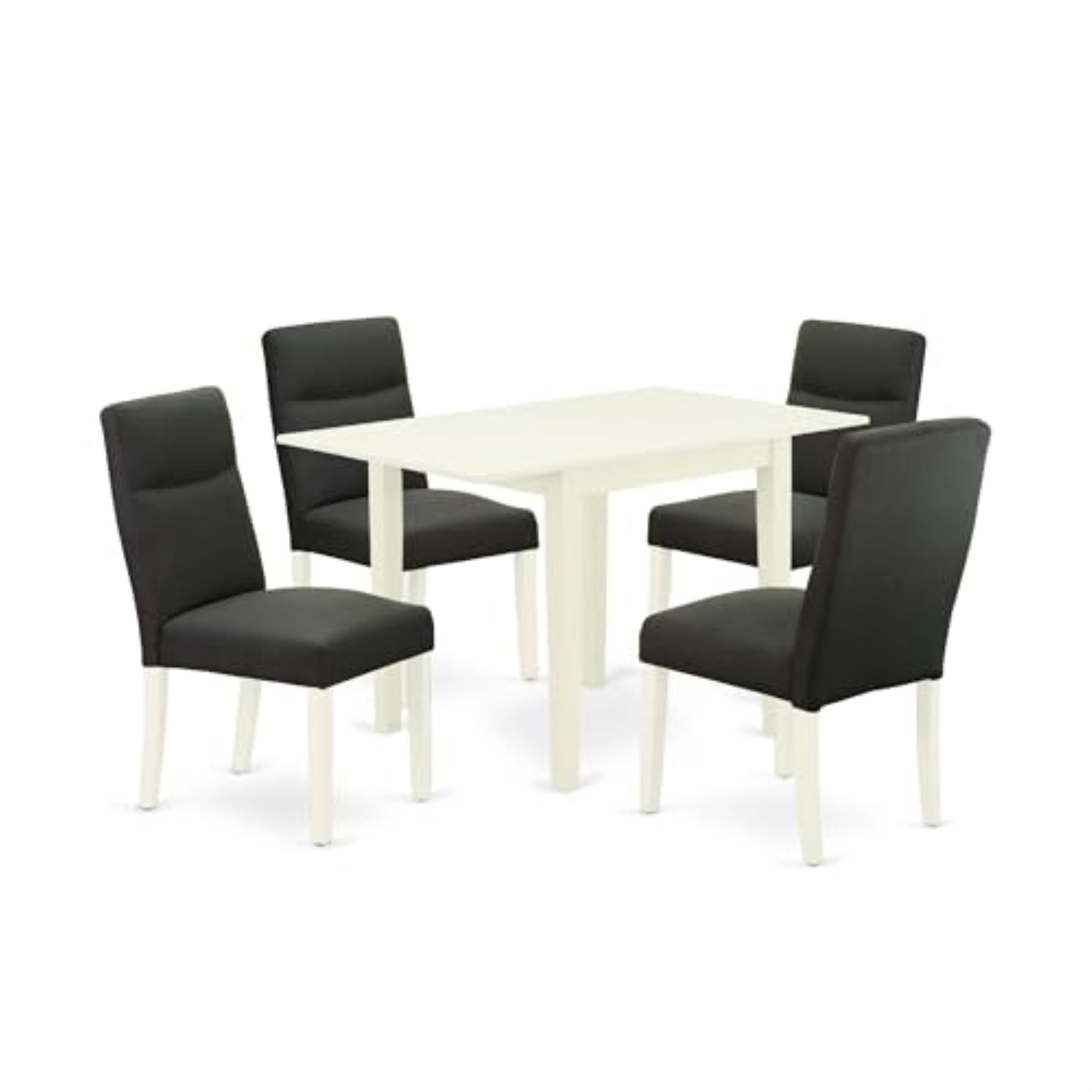 Casafoyer Ndbe5-Lwh-20 Norden 5 Piece Room Furniture Set Includes A Rectangle Dining Table With Dropleaf And 4 Fabric Upholstered Chairs, 30X48 Inch, Linen White