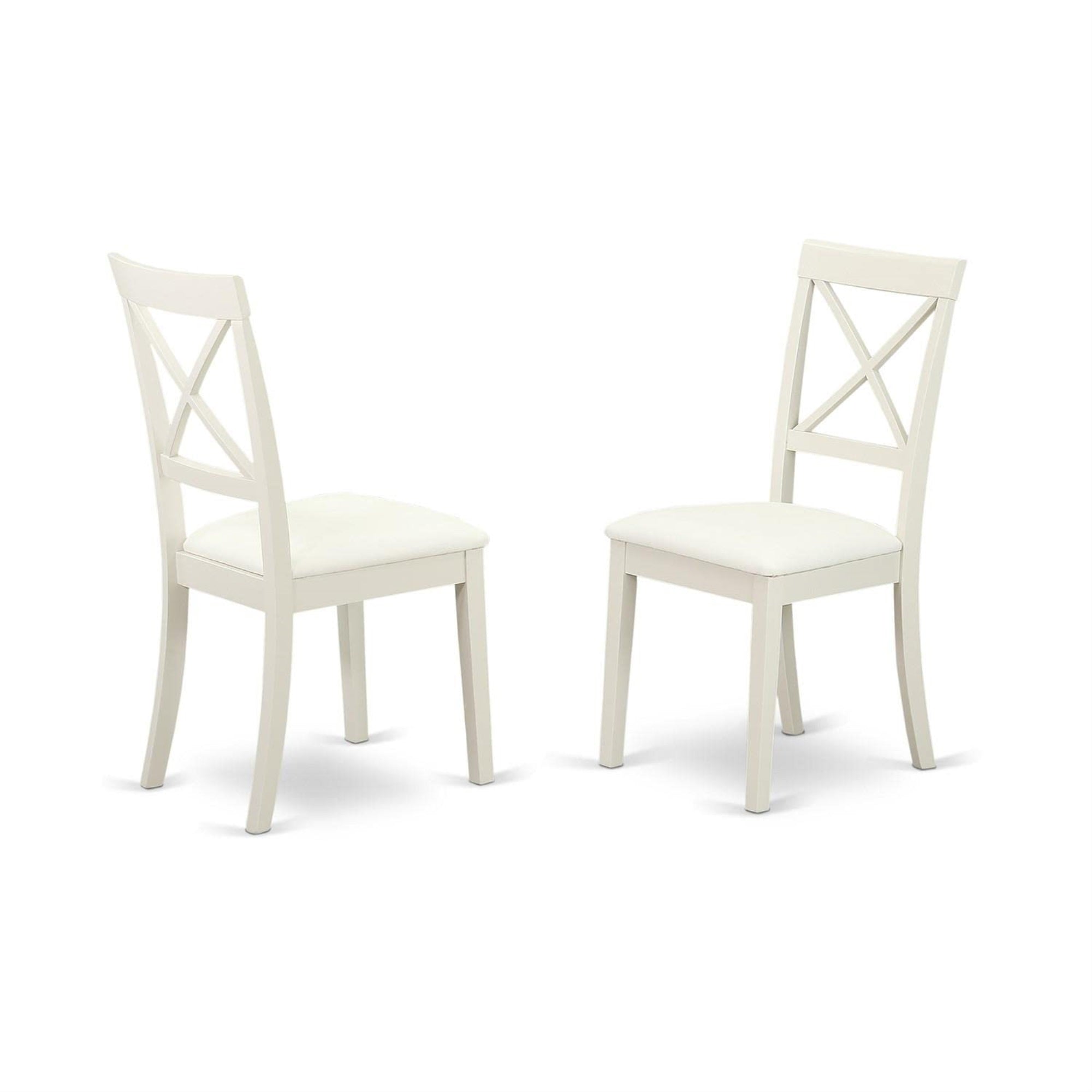 East West Furniture Ndbo3-Lwh-Lc Norden 3 Piece Room Set Contains A Rectangle Dining Table With Dropleaf And 2 Faux Leather Upholstered Chairs, 30X48 Inch, Linen White