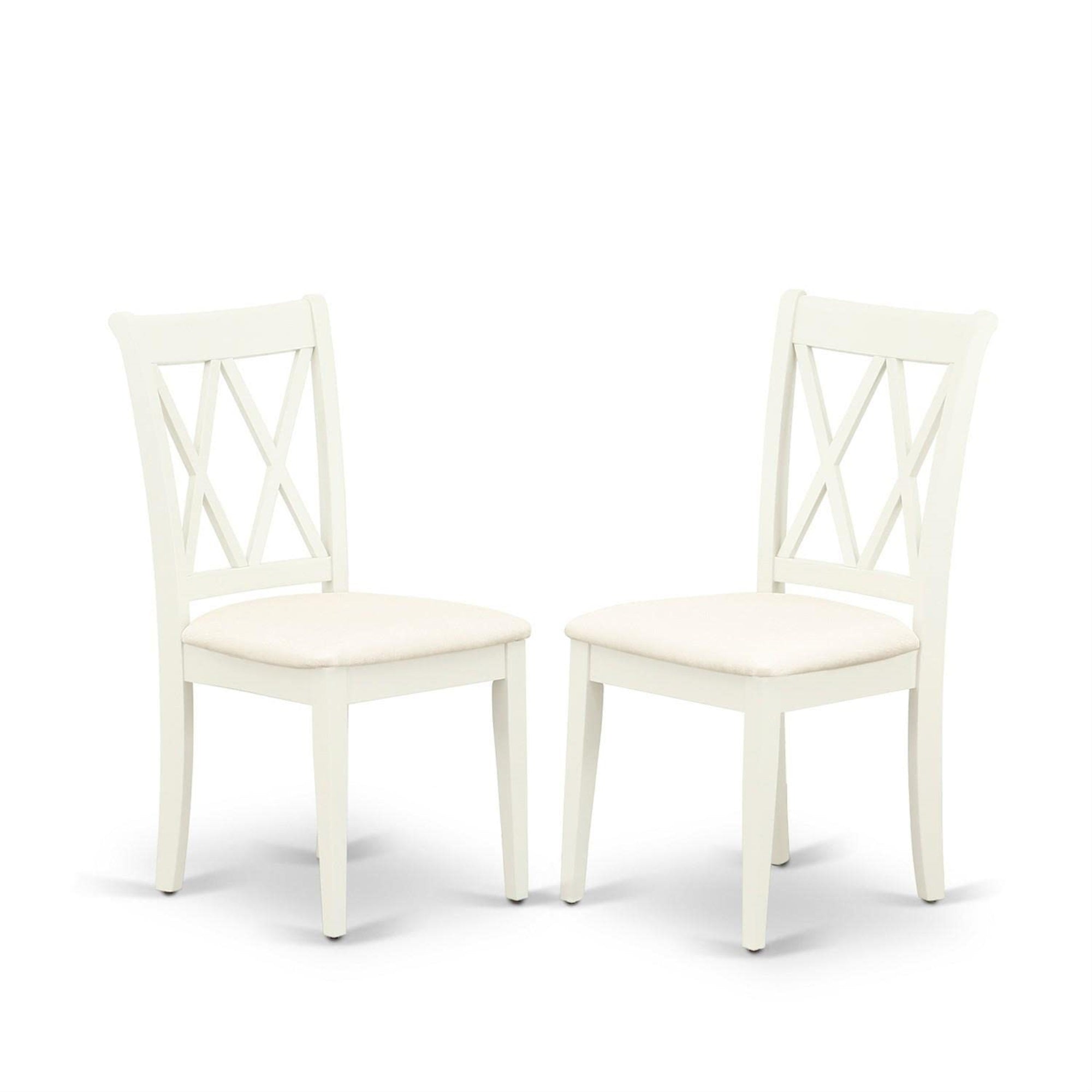 East West Furniture Ndcl3-Lwh-C Norden 3 Piece Room Set Contains A Rectangle Kitchen Table With Dropleaf And 2 Fabric Upholstered Dining Chairs, 30X48 Inch, Linen White