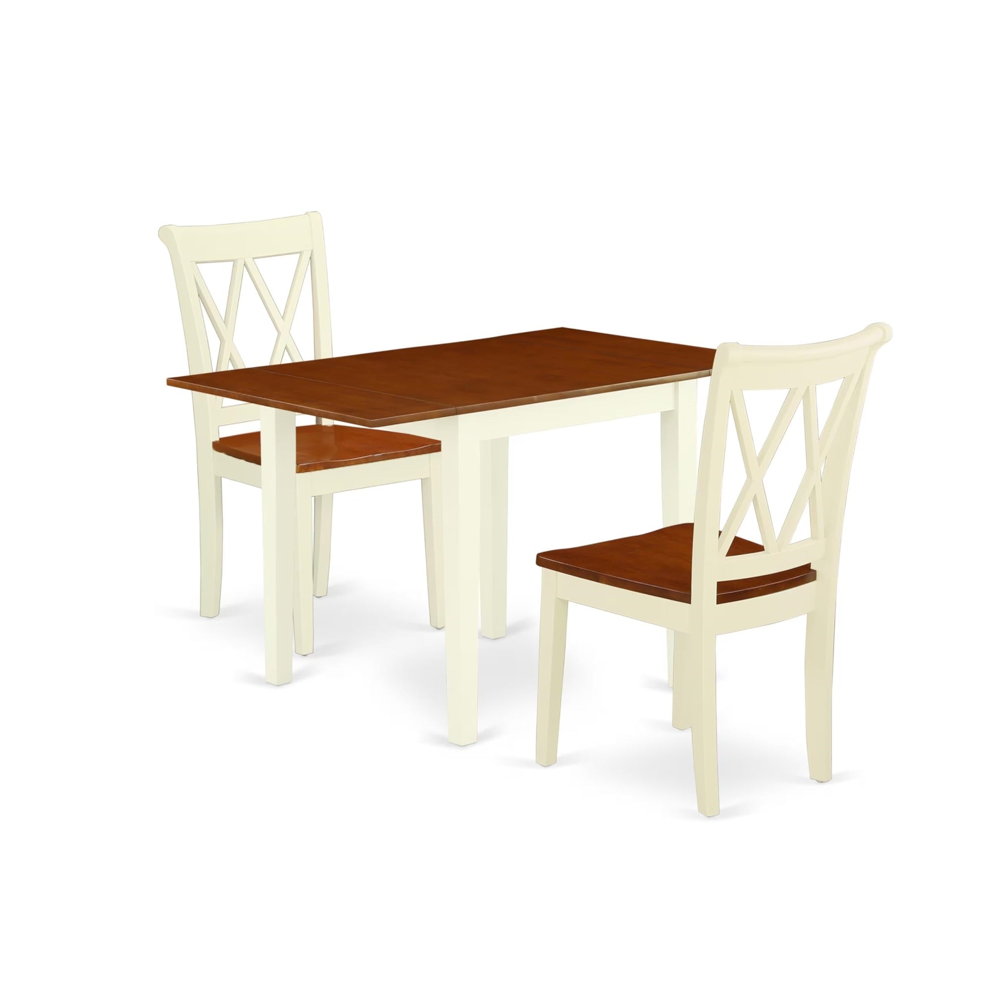 Casafoyer Ndcl3-Whi-W Norden 3 Piece Kitchen Set For Small Spaces Contains A Rectangle Room Table With Dropleaf And 2 Dining Chairs, 30X48 Inch, Buttermilk & Cherry