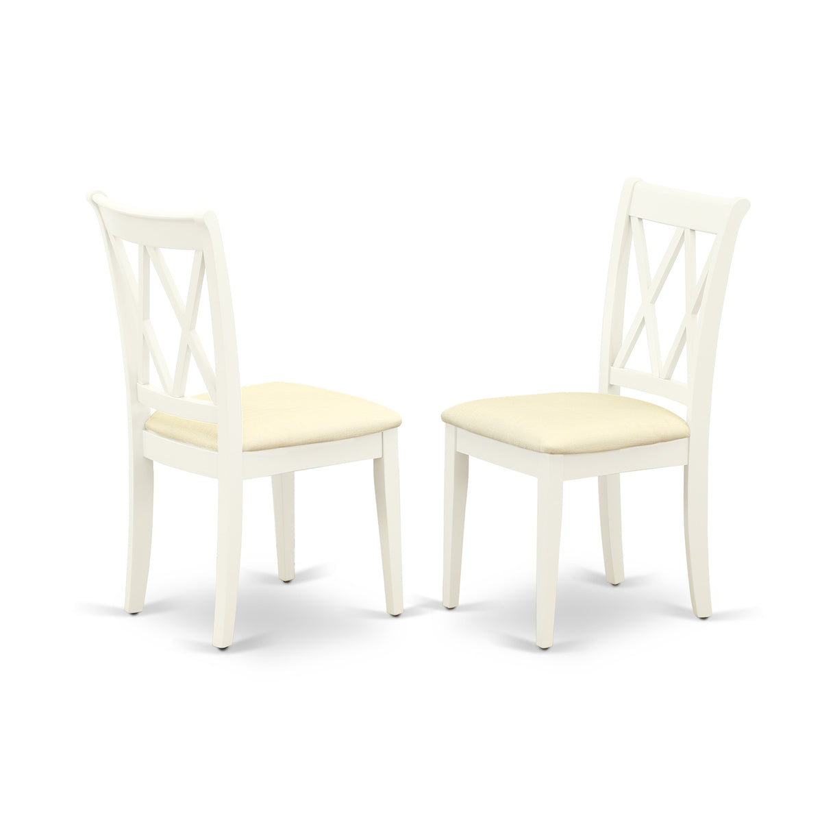 Ndcl5-Lwh-C Ergode 5-Piece Dinette Set - Double X-Back Design - Asian Wood - Linen White Color - Easy Assembly - 4 Chairs & 1 Table