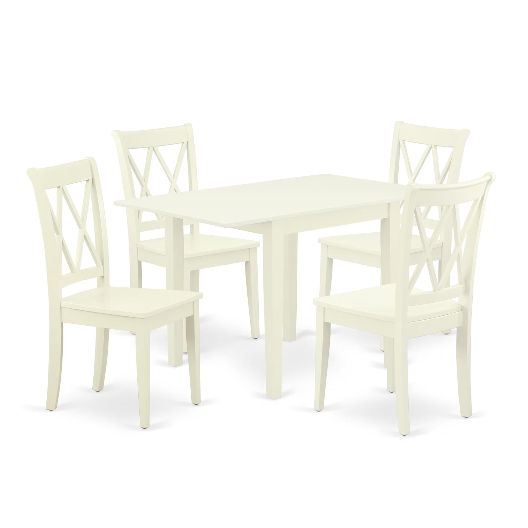 Casafoyer Ndcl5-Lwh-W Norden 5 Piece Set Includes A Rectangle Dining Room Table With Dropleaf And 4 Kitchen Chairs, 30X48 Inch, Linen White