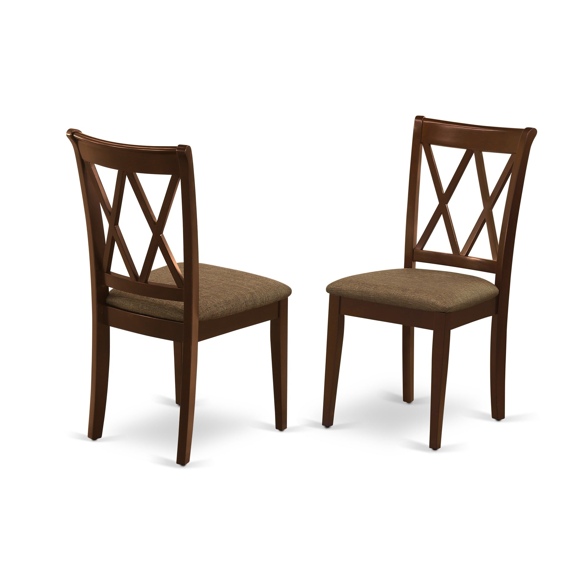 East West Furniture Ndcl5-Mah-C Dining Room Table Set For 5- 4 Wonderful Wood Dining Chairs - An Eye-Catching Wooden Dining Table - Mahogany Color Linen - Mahogany Finish Wooden Structure