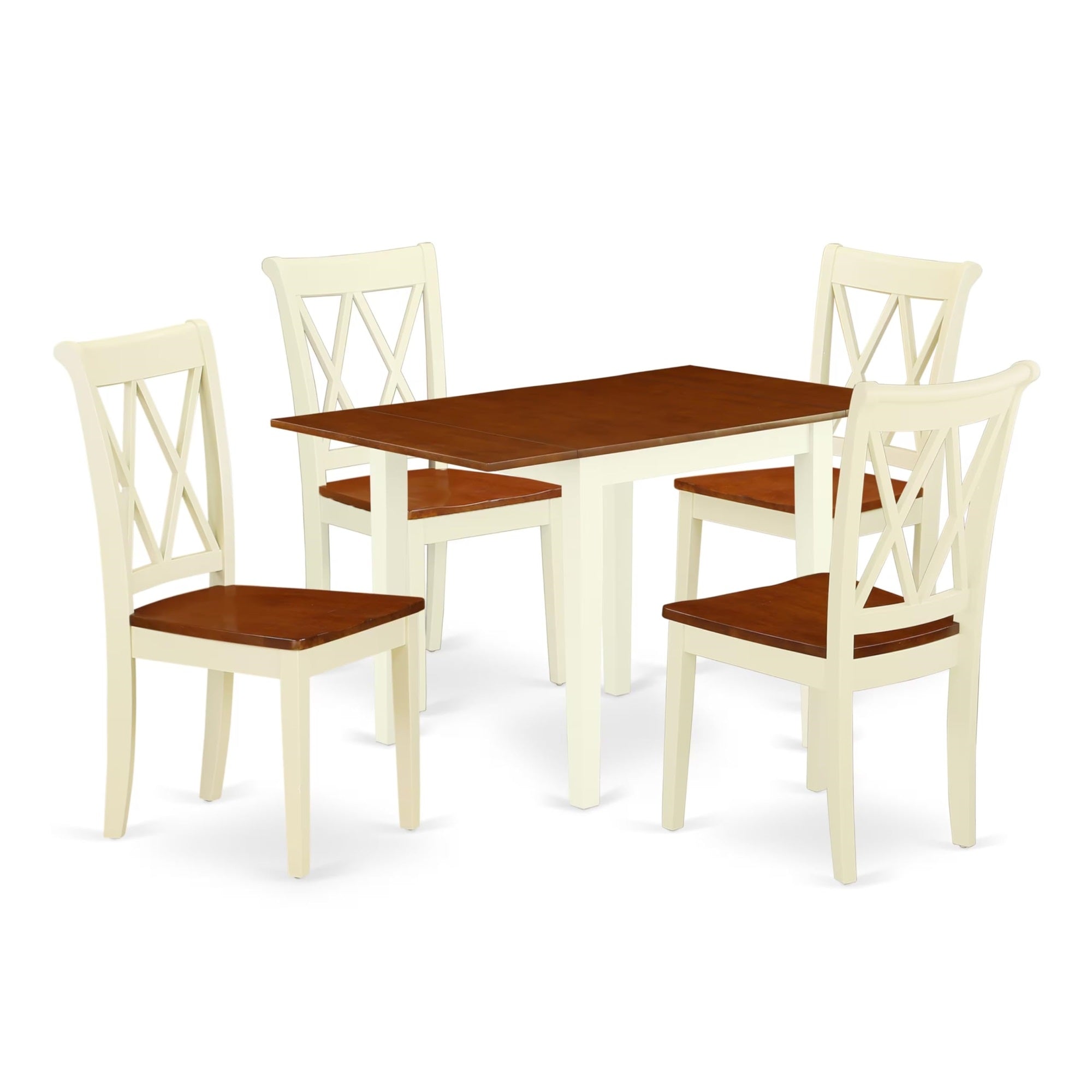 Casafoyer Ndcl5-Whi-W Norden 5 Piece Room Furniture Set Includes A Rectangle Kitchen Table With Dropleaf And 4 Dining Chairs, 30X48 Inch, Buttermilk & Cherry