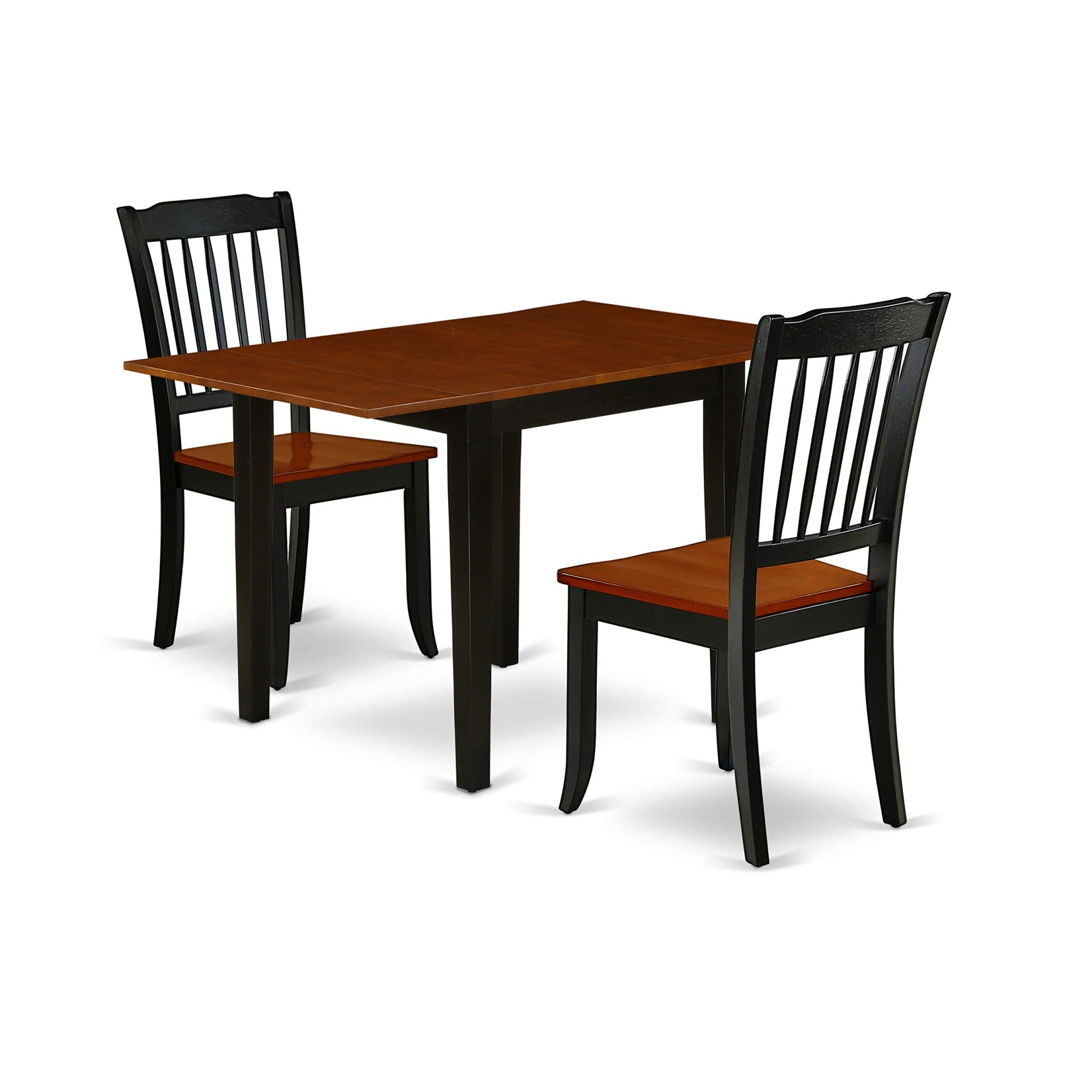East West Furniture Ndda3-Bch-W Norden 3 Piece Modern Set Contains A Rectangle Wooden Table With Dropleaf And 2 Dining Room Chairs, 30X48 Inch