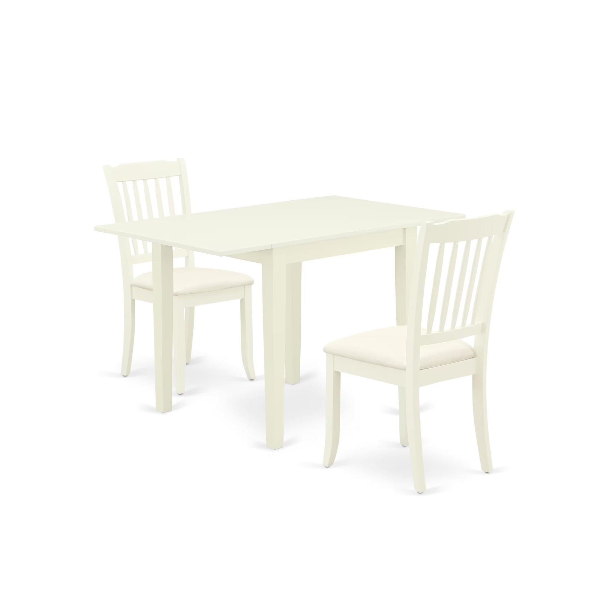 Casafoyer Ndda3-Lwh-C Norden 3 Piece Dinette Set For Small Spaces Contains A Rectangle Table With Dropleaf And 2 Linen Fabric Upholstered Dining Chairs, 30X48 Inch