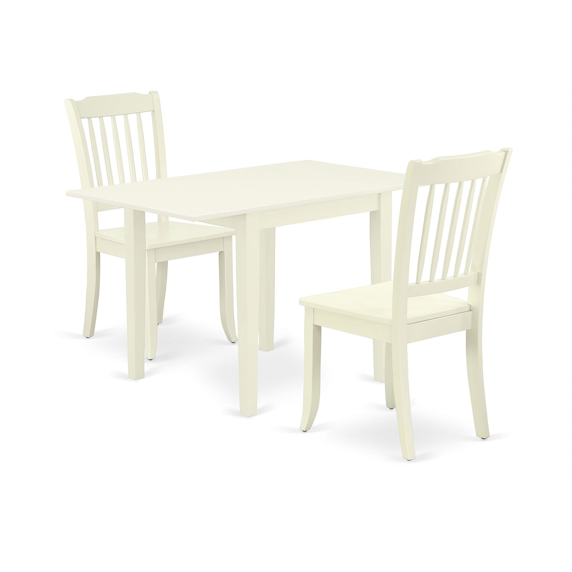 East West Furniture Ndda3-Lwh-W Norden 3 Piece Kitchen Set Contains A Rectangle Room Table With Dropleaf And 2 Dining Chairs, 30X48 Inch