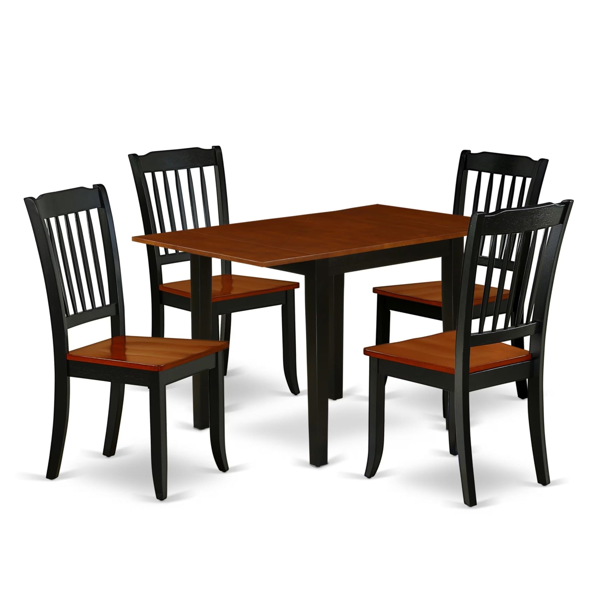 Casafoyer Ndda5-Bch-W Norden 5 Piece Dinette Set For 4 Includes A Rectangle Table With Dropleaf And 4 Dining Room Chairs, 30X48 Inch