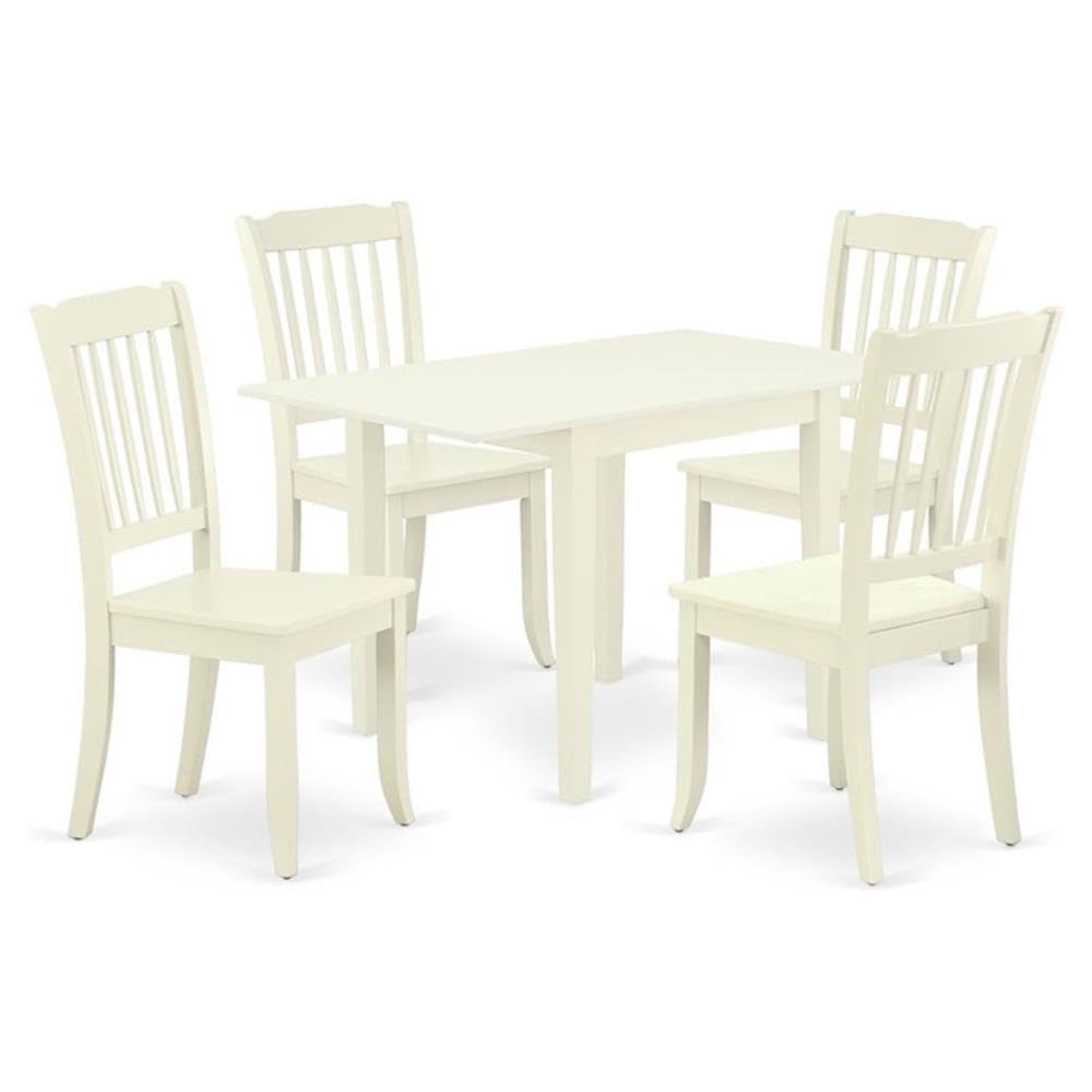 Casafoyer Ndda5-Lwh-W 5 Piece Kitchen Table Set For 4 Includes A Rectangle Dining Room Table With Dropleaf And 4 Dining Chairs, 30X48 Inch, Linen White