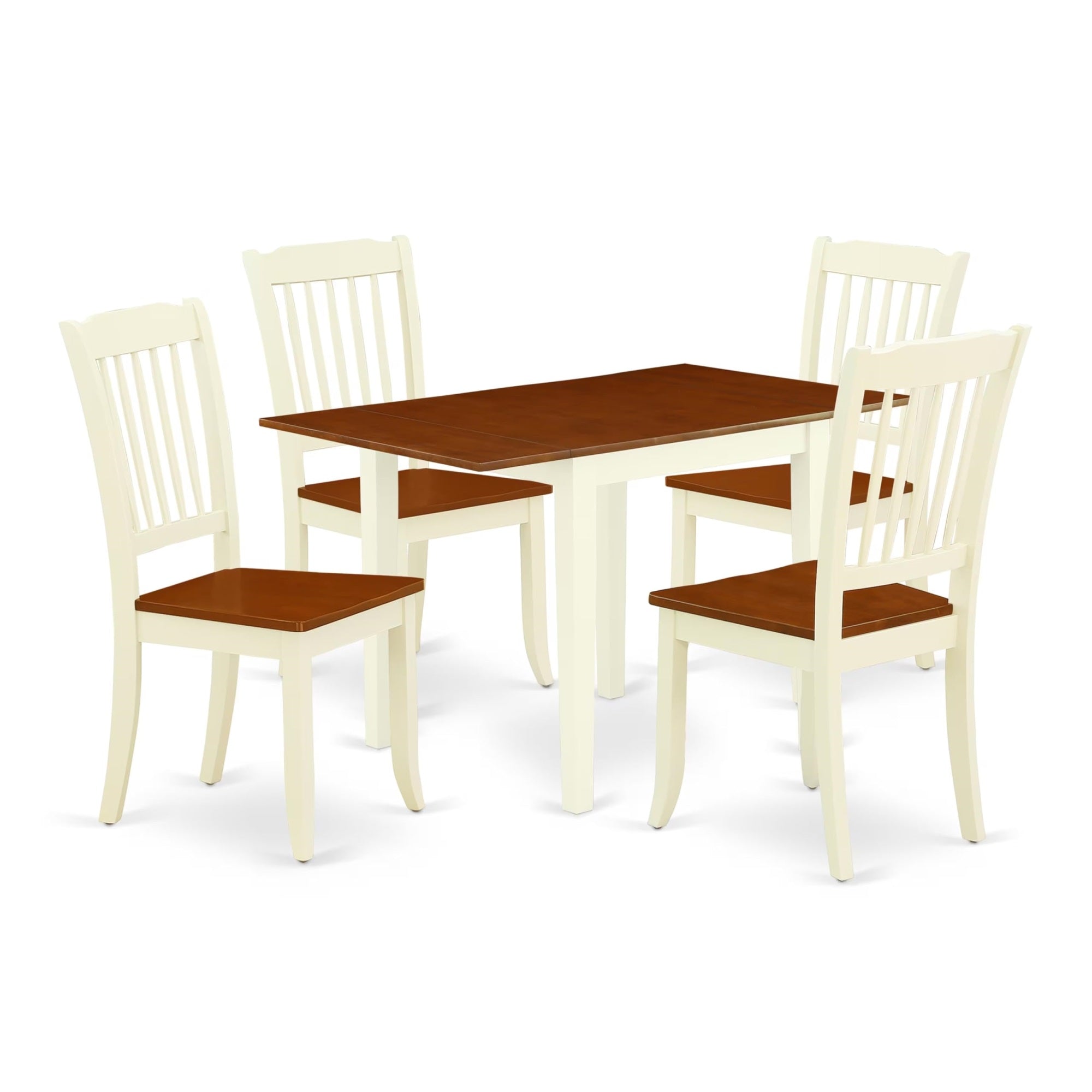 Casafoyer Ndda5-Whi-W Norden 5 Piece Dinette Set For 4 Includes A Rectangle Table With Dropleaf And 4 Dining Room Chairs, 30X48 Inch