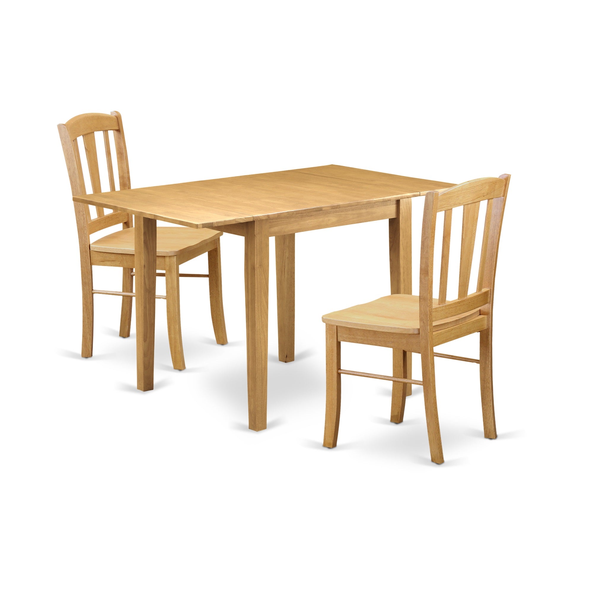 East West Furniture Nddl3-Oak-W Modern Dining Table Set 3 Pcs- 2 Excellent Dining Chairs And A Gorgeous Wooden Table - Oak Finish Wooden Chair Seat And Table Top - Oak Finish Wooden Frame.
