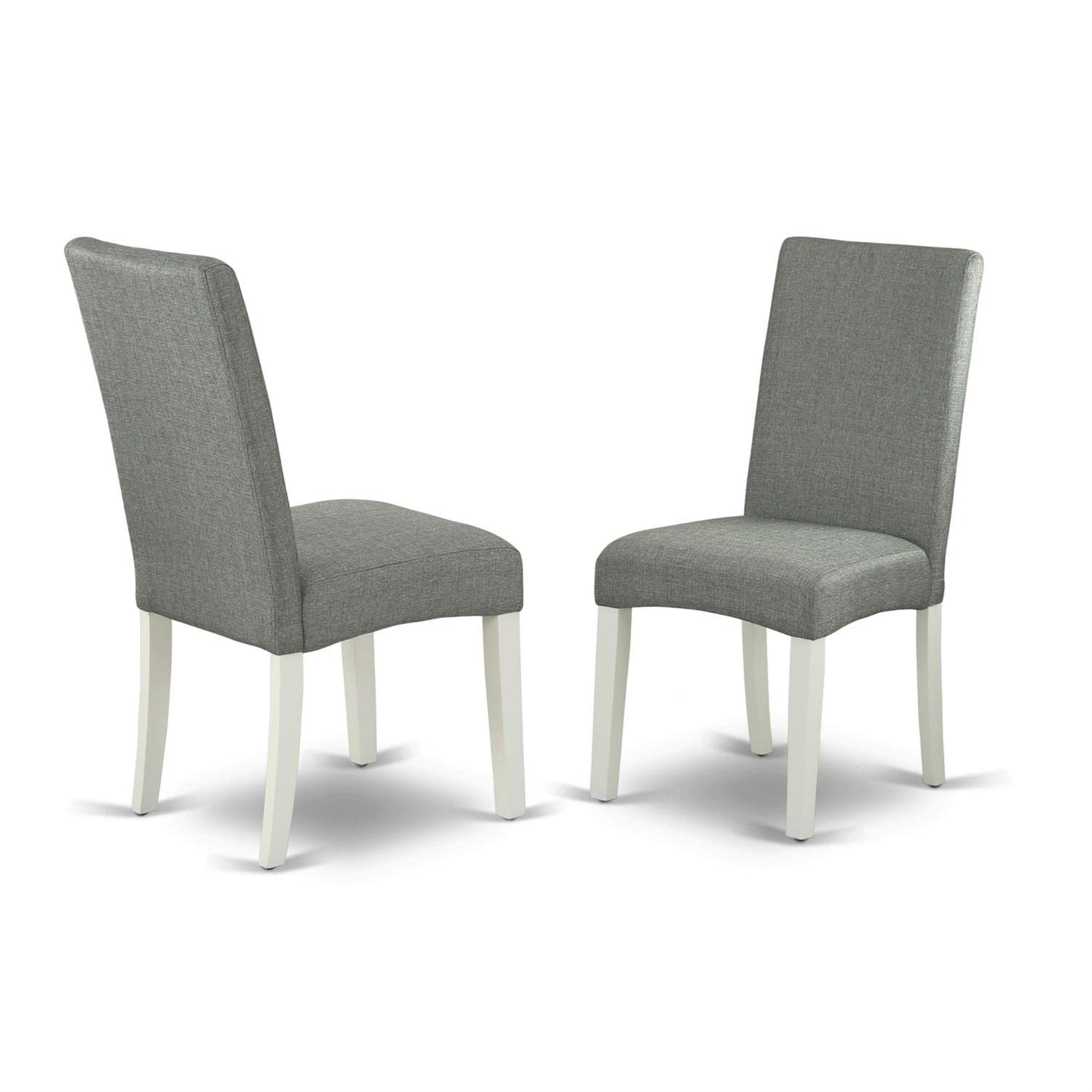 East West Furniture Nddr3-Lwh-07 Norden 3 Piece Dinette Set For Small Spaces Contains A Rectangle Table With Dropleaf And 2 Gray Fabric Parson Dining Chairs, 30X48 Inch, Linen White