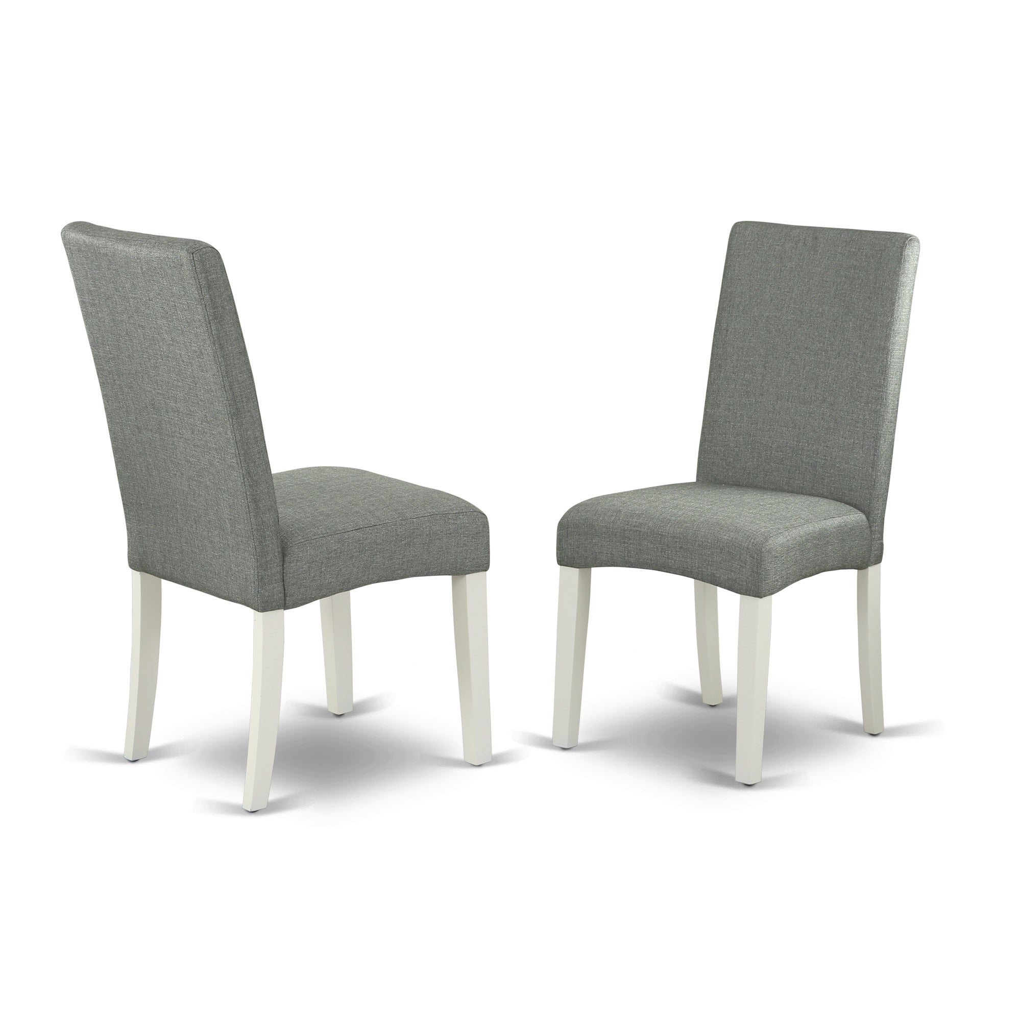 Ergode Nddr5-Lwh-07 Dining Table Set - 5 Pcs - Solid Wood - Linen White Finish - Gray Linen Fabric - Versatile & Stylish