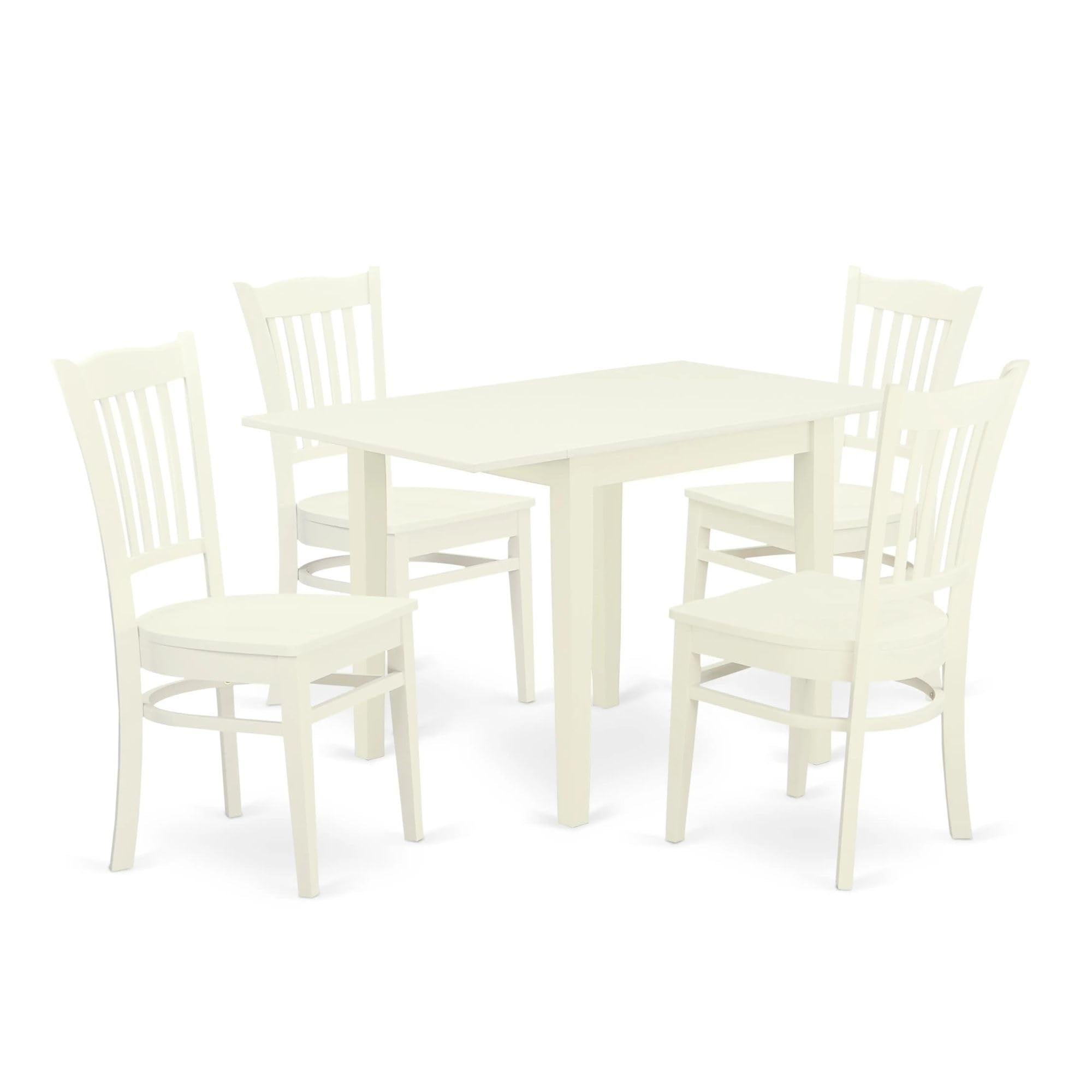 Casafoyer Ndgr5-Lwh-W Norden 5 Piece Room Furniture Set Includes A Rectangle Kitchen Table With Dropleaf And 4 Dining Chairs, 30X48 Inch, Linen White