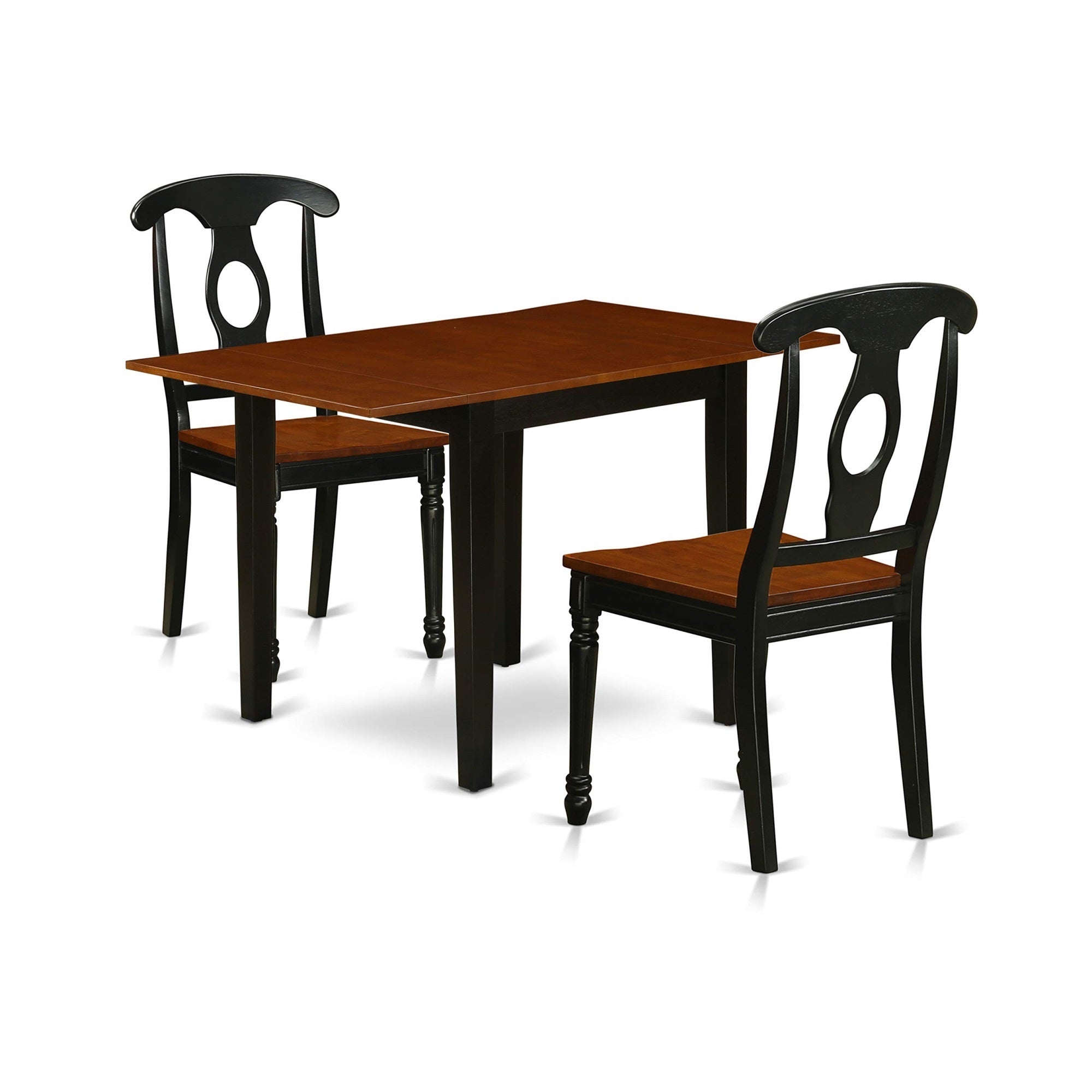 Casafoyer Ndke3-Bch-W Norden 3 Piece Kitchen Set Contains A Rectangle Table With Dropleaf And 2 Dining Room Chairs, 30X48 Inch, Black & Cherry