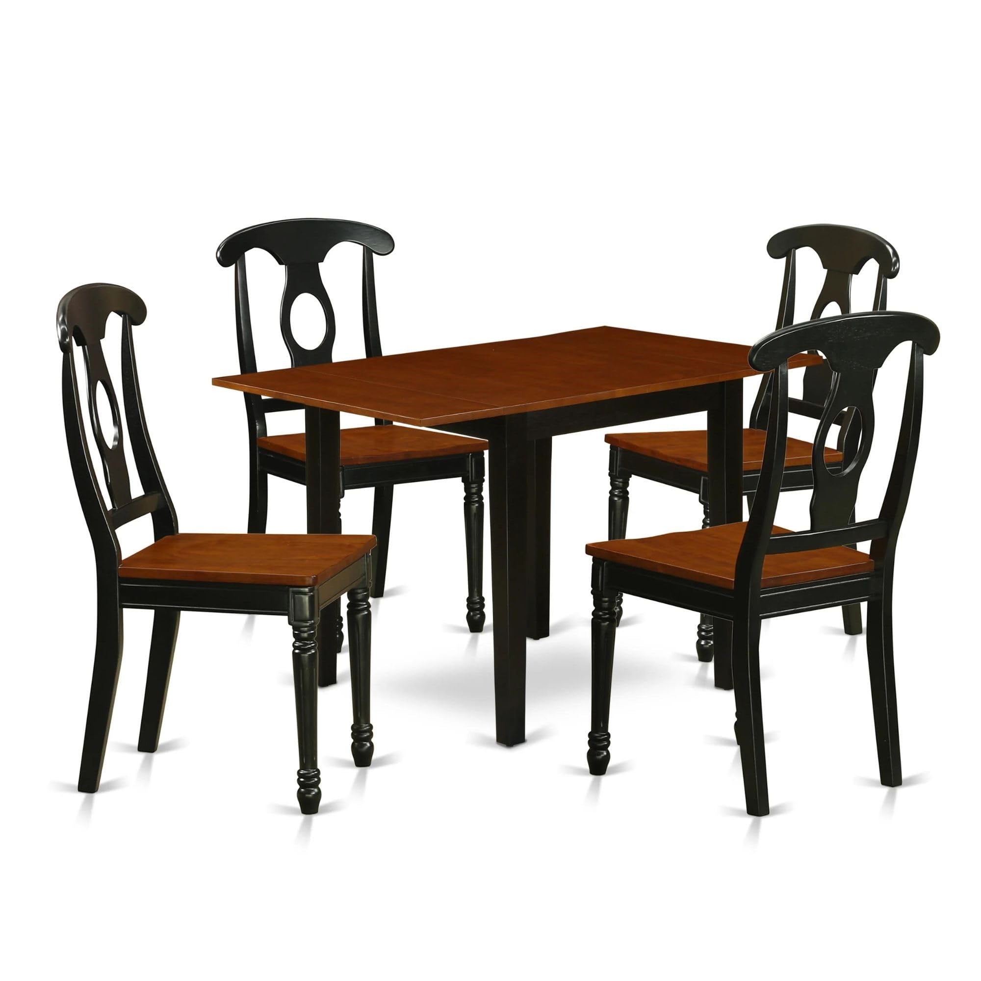 Casafoyer Ndke5-Bch-W Norden 5 Piece Set Includes A Rectangle Dining Room Table With Dropleaf And 4 Kitchen Chairs, 30X48 Inch, Black & Cherry
