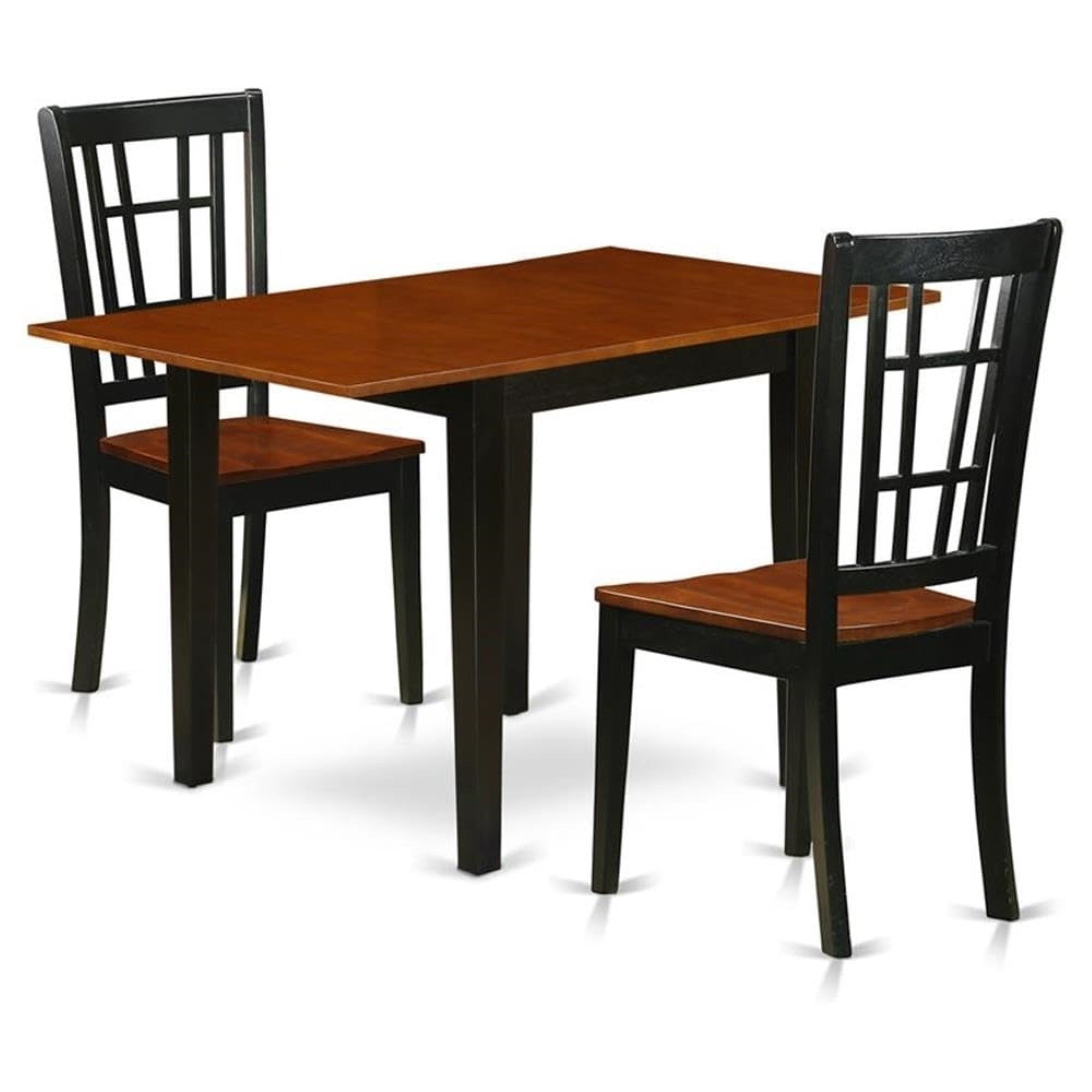 Casafoyer Ndni3-Bch-W 3 Piece Dining Set Contains A Rectangle Dining Room Table With Dropleaf And 2 Kitchen Chairs, 30X48 Inch, Black & Cherry